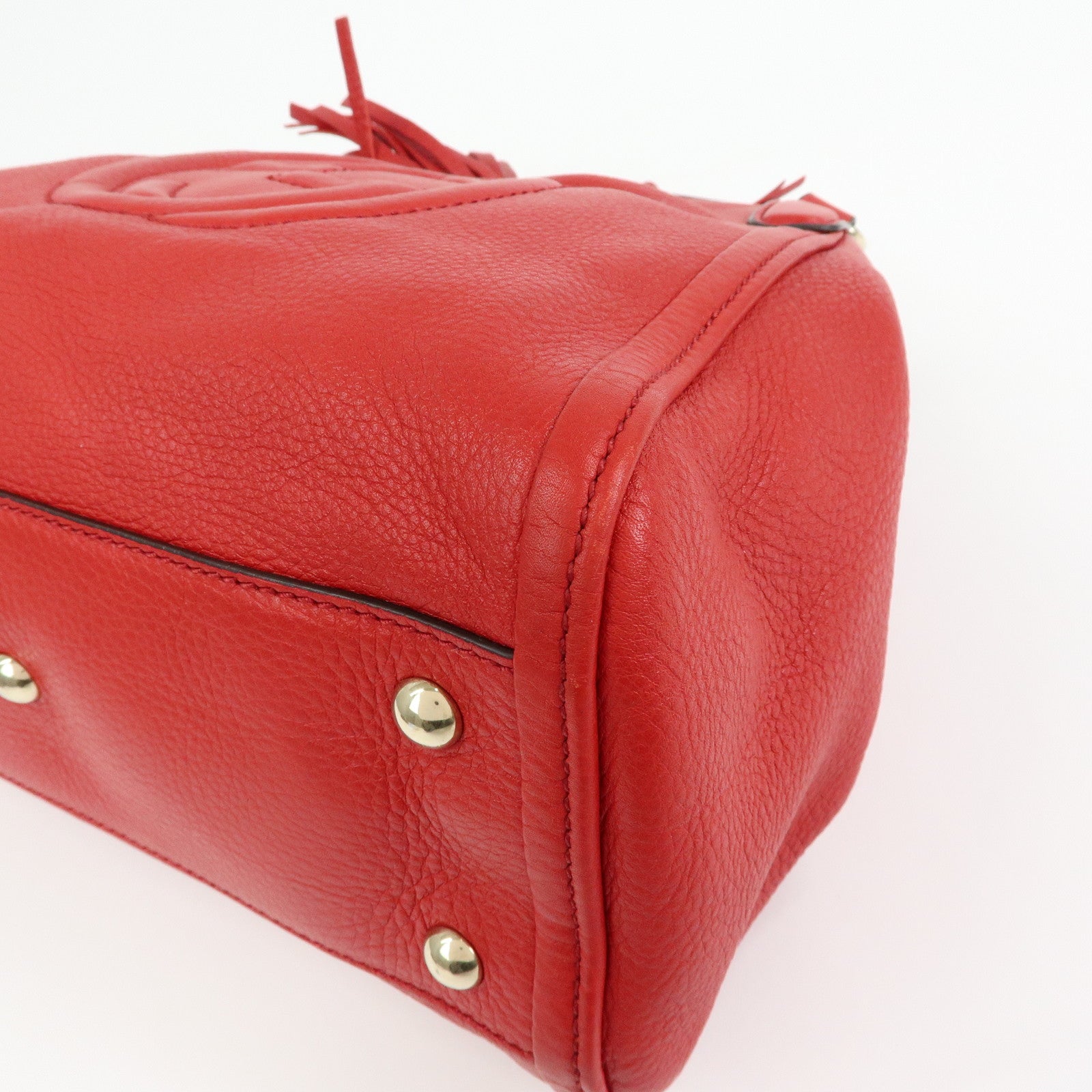 GUCCI SOHO Interlocking G Leather 2Way Bag Hand Bag Red 336751