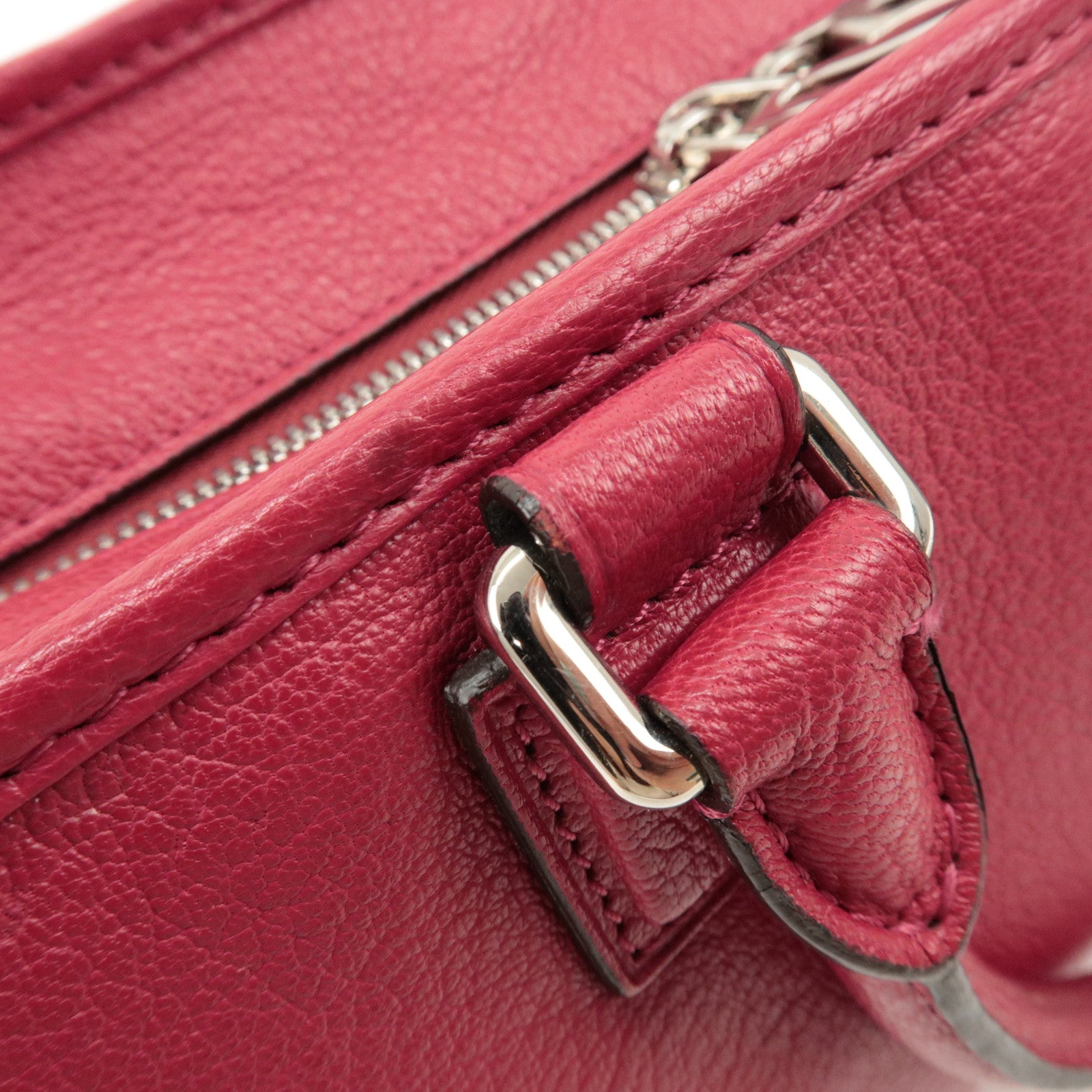 LOEWE Anagram Leather Amazona 28 Hand Bag Boston Bag Red Used