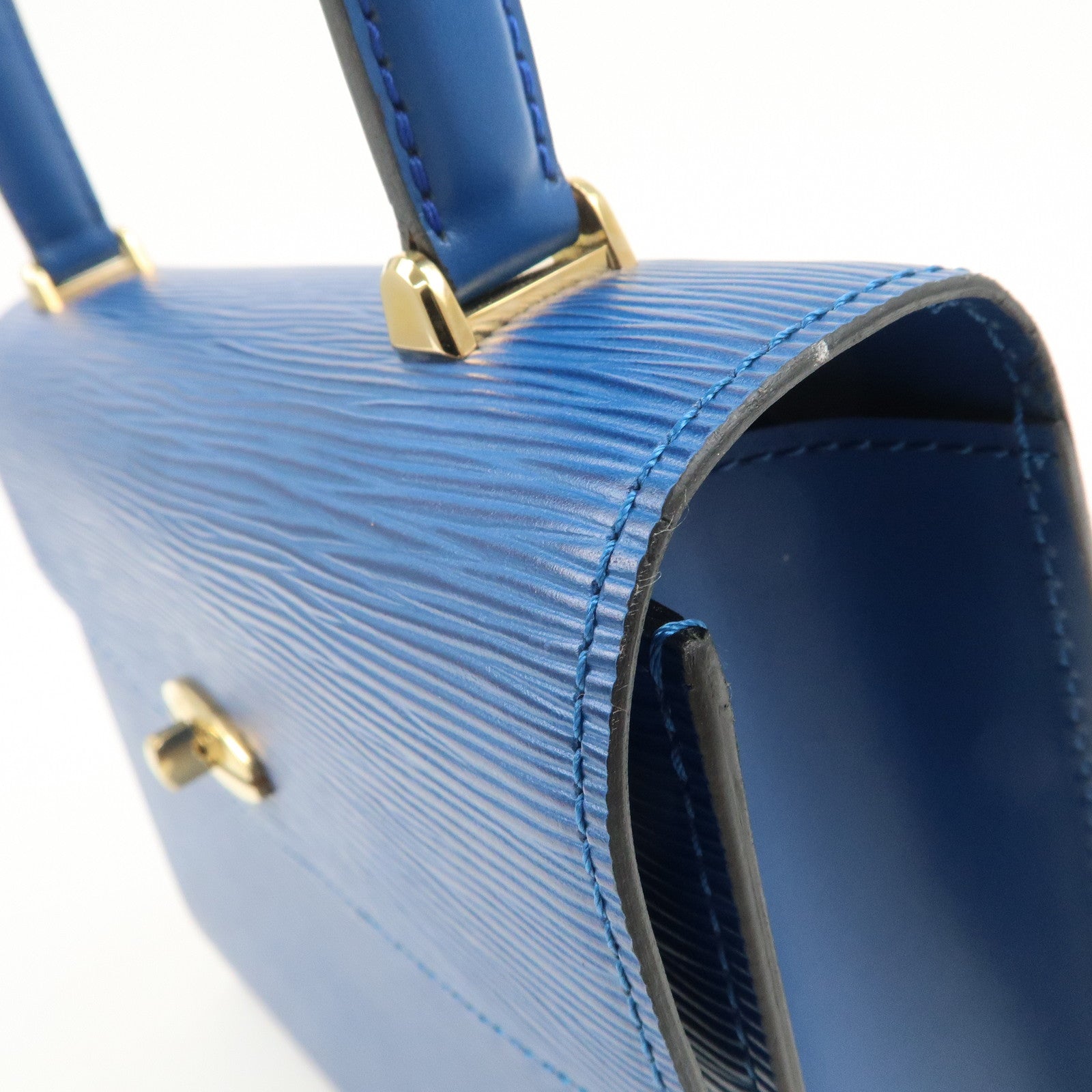 Louis Vuitton Epi Leather Malesherbes Hand Bag Toledo Blue M52375 Used