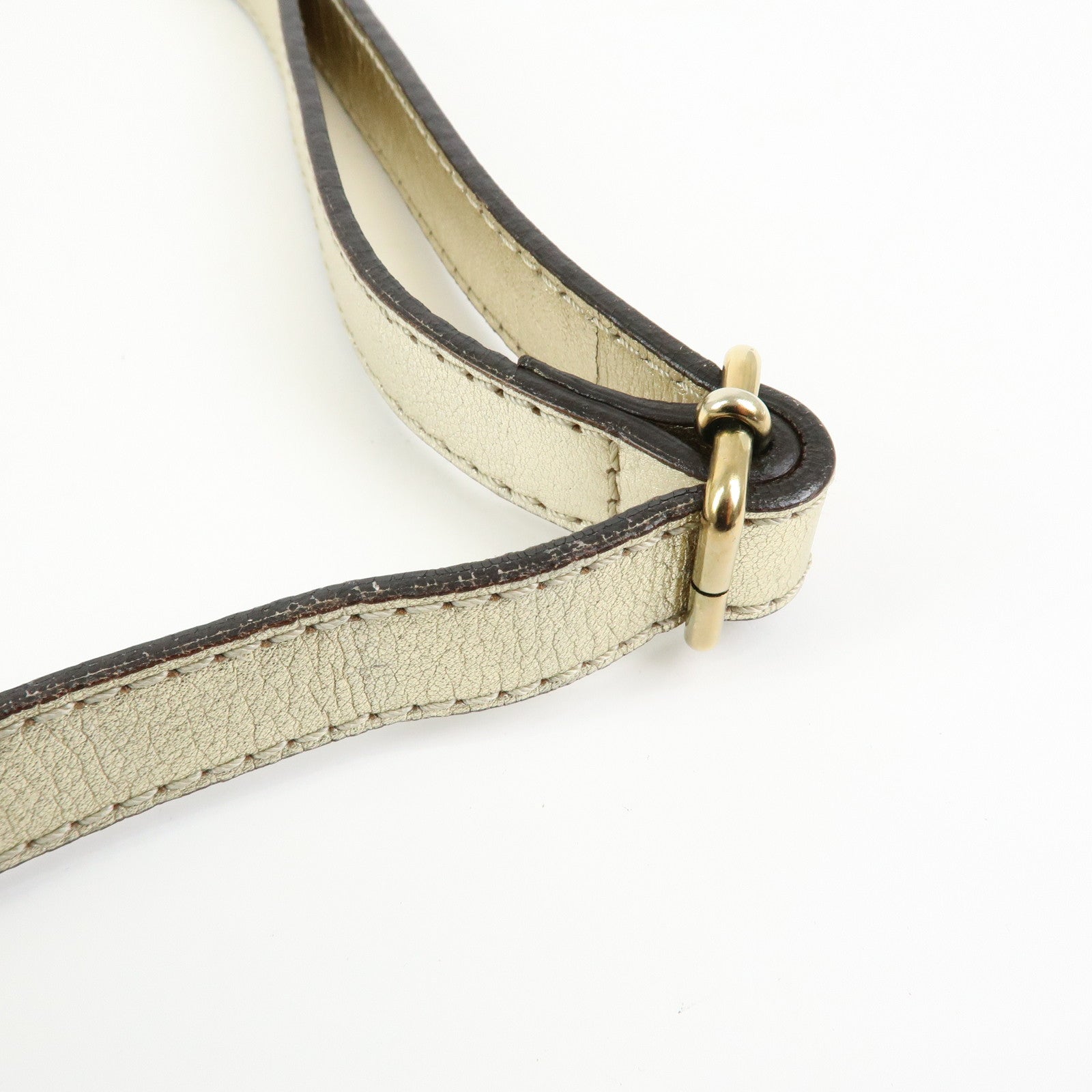 Chloe Harley Canvas Leather Shoulder Bag Crossbody Bag Beige Gold