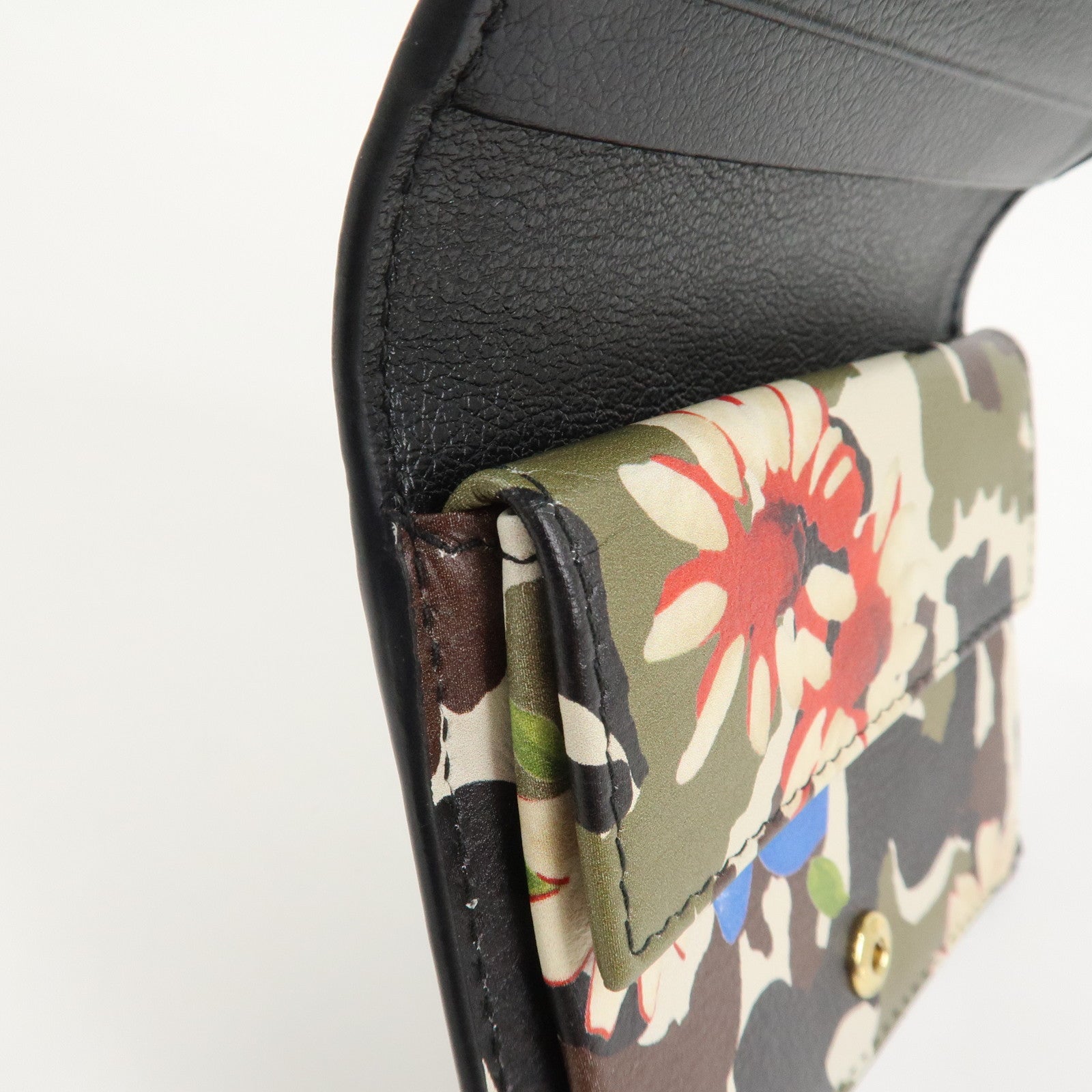 MIU MIU Flower Leather Bi-fold Compact Wallet Multicolor 5MV204