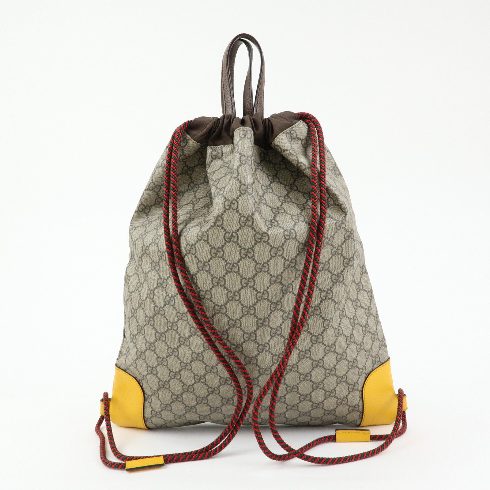 GUCCI GG Supreme PVC Leather Backpack Beige Yellow Brown 473872