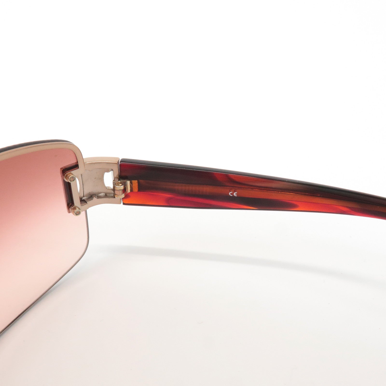 CELINE Plastic Sunglasses Red Silver SC1336S Used