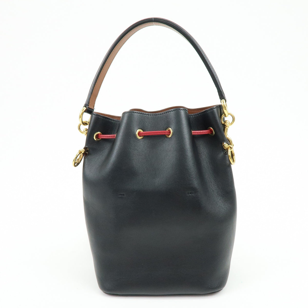 FENDI Mon Tresor Leather 2Way Bag Hand Bag Shoulder Bag Black Red
