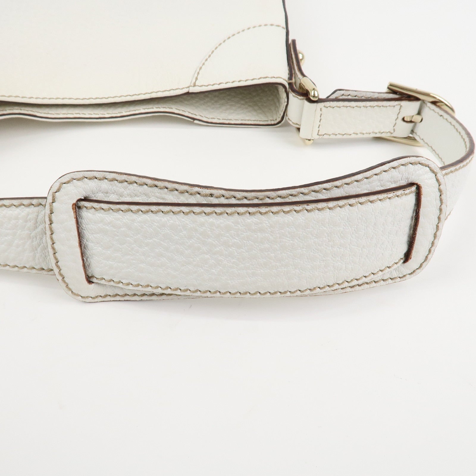 GUCCI Horsebit Leather Shoulder Bag Hand Bag White 137388