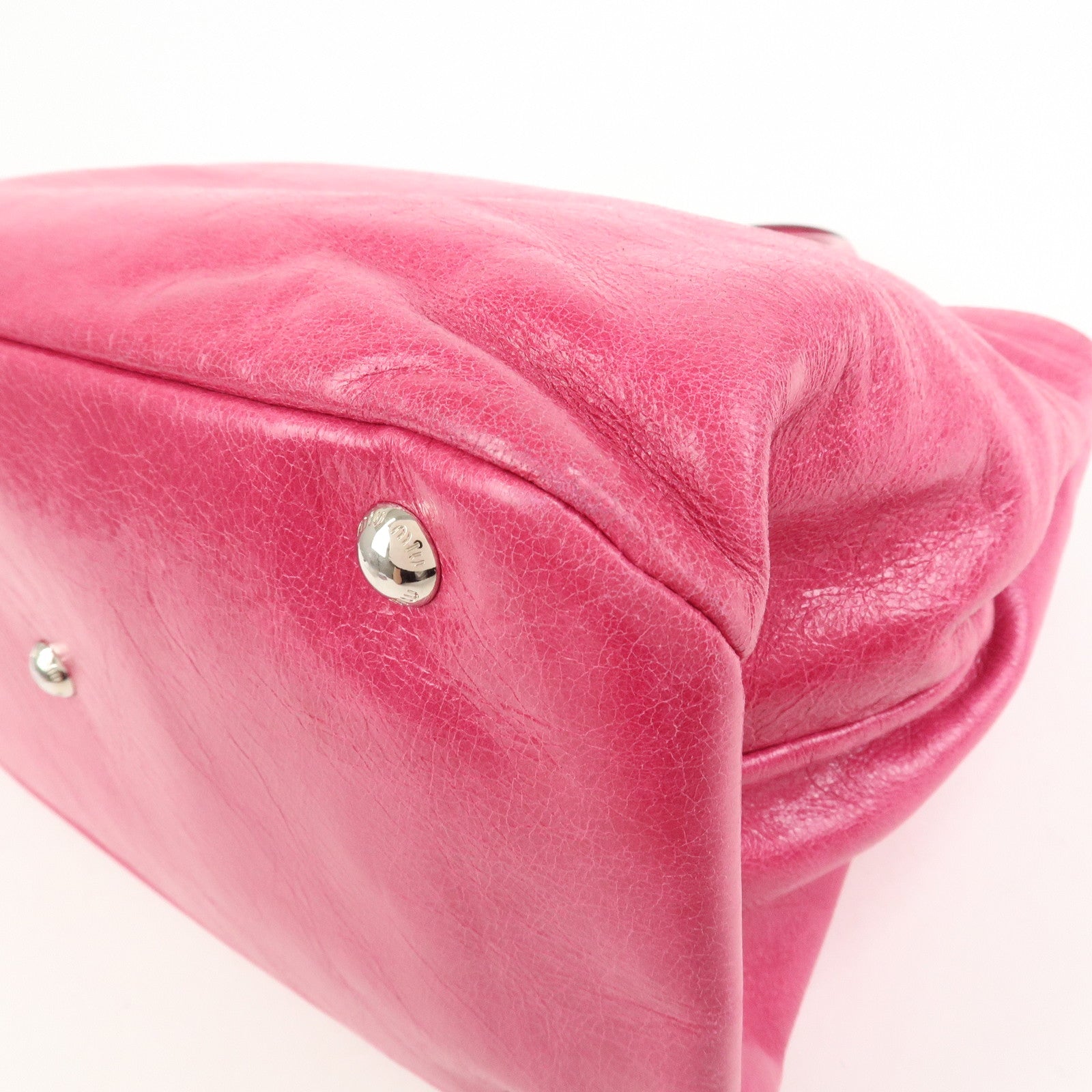 MIU MIU Logo 2Way Bag Hand Bag Shoulder Bag Pink