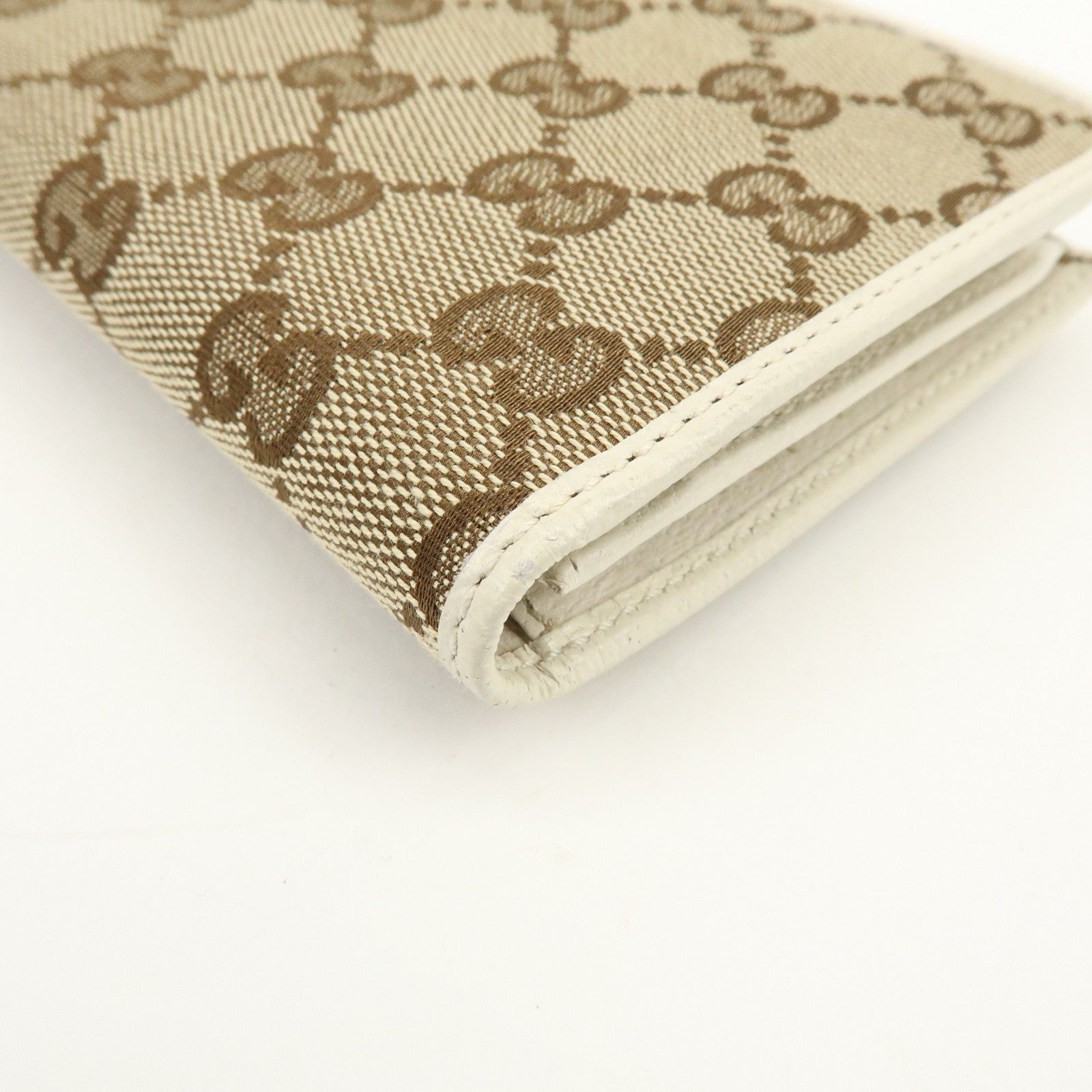 GUCCI Sherry GG Canvas Leather Long Wallet Continental Wallet Beige