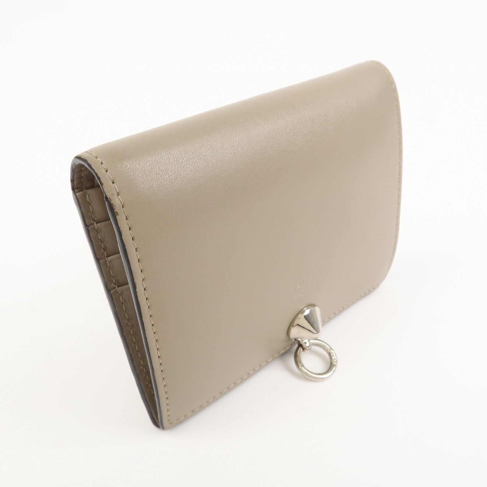 FENDI Leather Bi-fold Compact Wallet Brown 8M0387