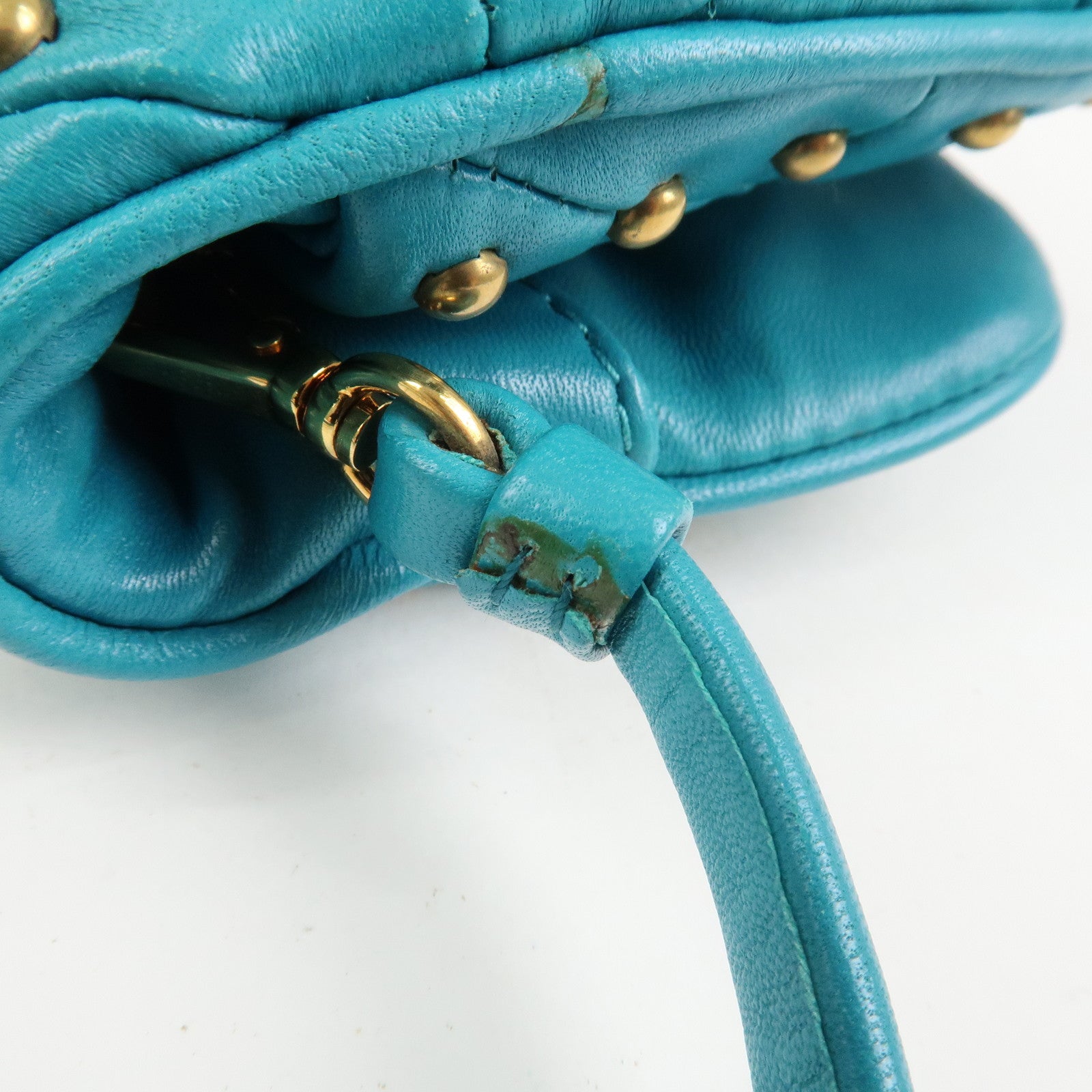MIUMIU Matelasse Leather 2 Way Bag Shoulder Bag Blue RP0169