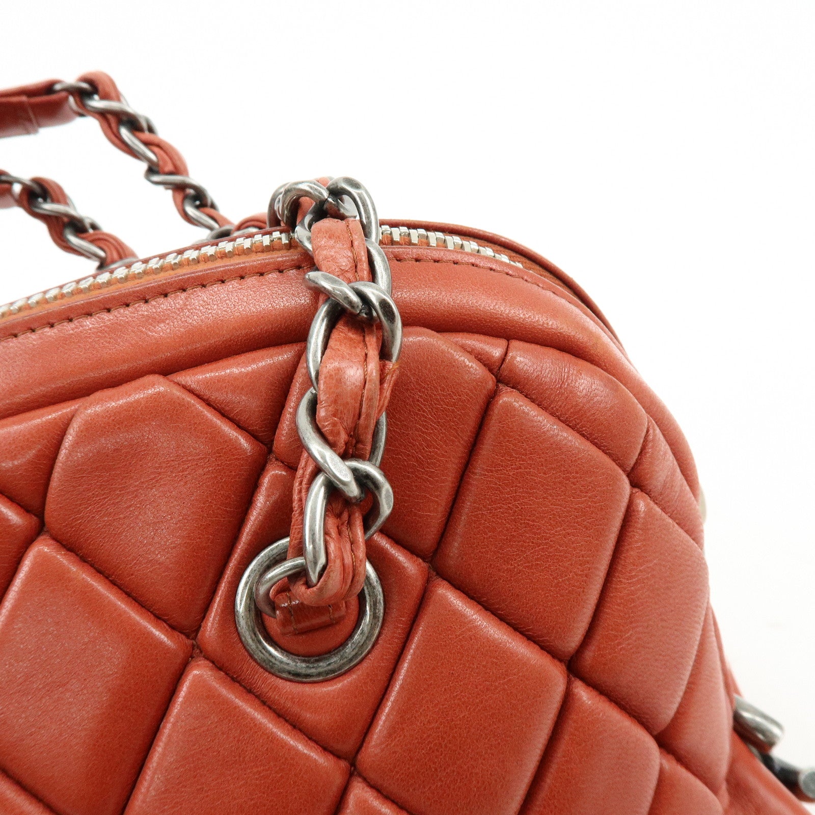 CHANEL Matelasse COCO Mark Lamb Skin Shoulder Bag Red