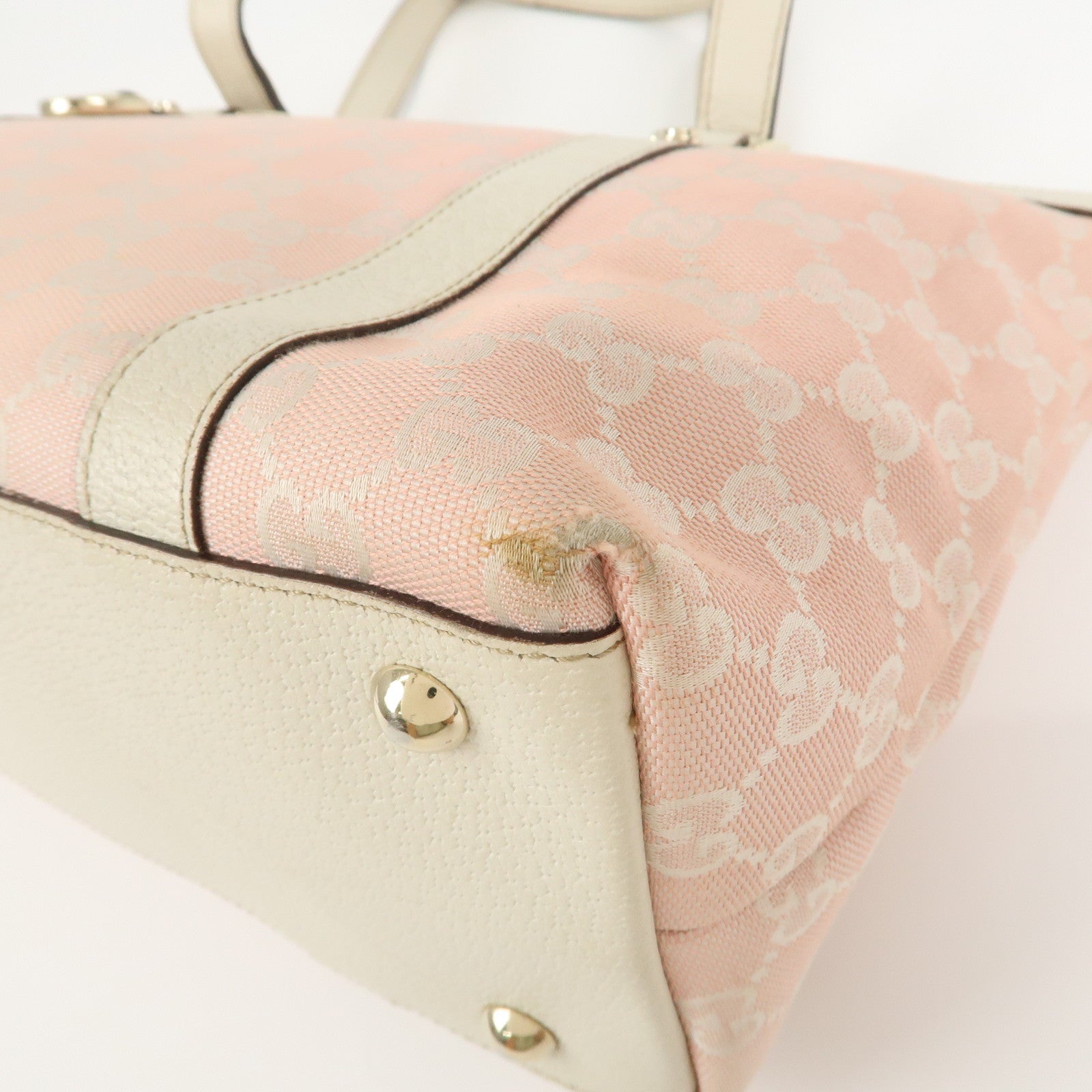 GUCCI Abbey GG Canvas Leather Tote Bag Shoulder Bag Pink 141470