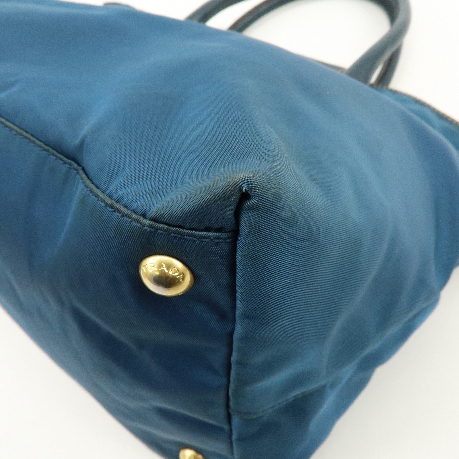 PRADA Triangle Logo 2Way Bag Hand Bag Shoulder Bag Blue BN2541