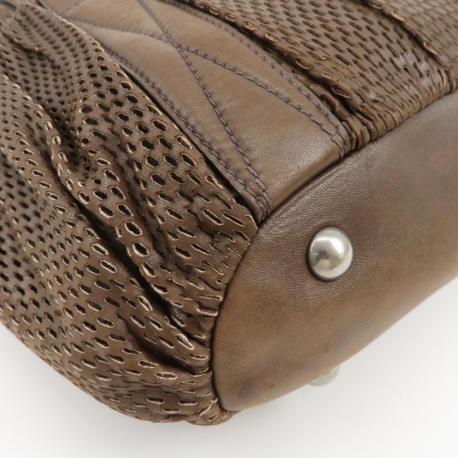 MIU MIU Logo Leather Shoulder Bag Crossbody Bag Brown
