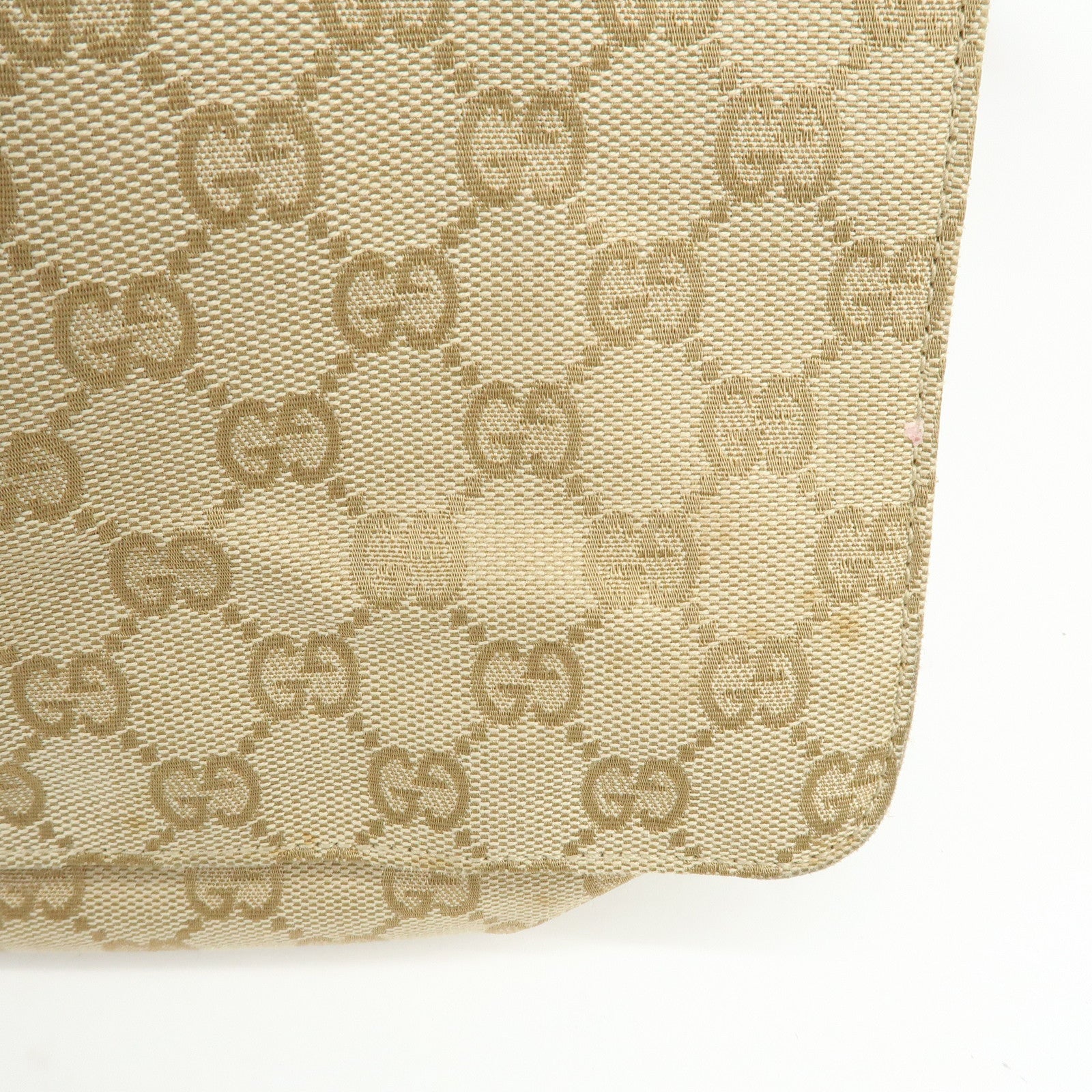 GUCCI GG Canvas Leather Shoulder Bag Crossbody Bag Beige Burgundy