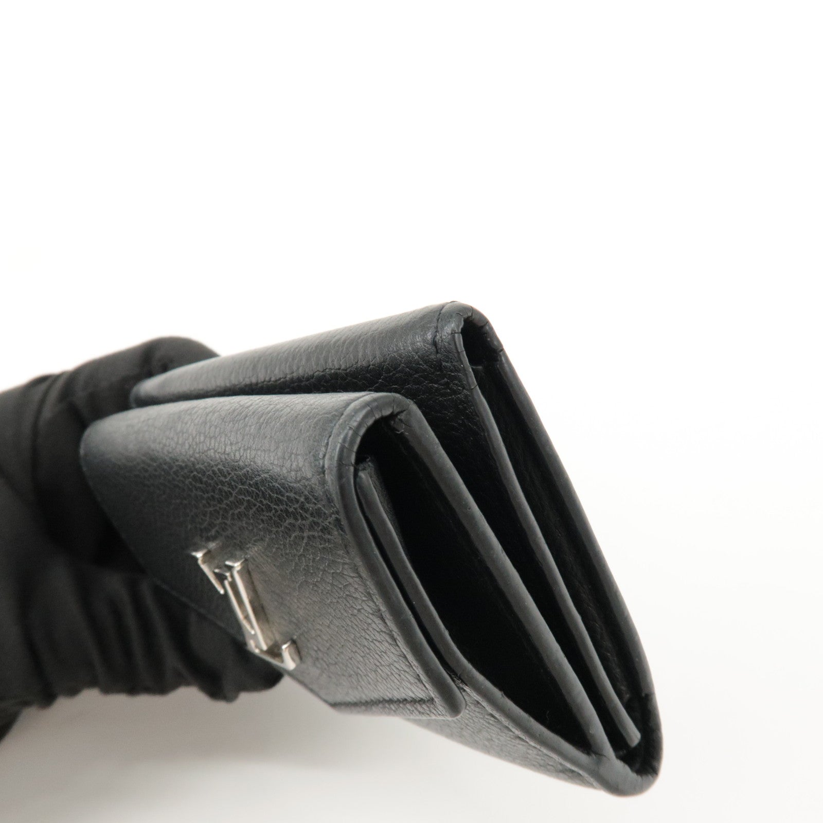 Louis Vuitton Leather Portefeuille Lock Mini Compact Wallet M63921 Used