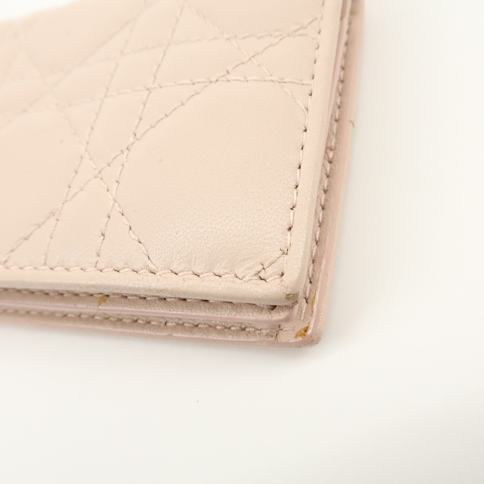 Christian Dior Lady Dior Canage Leather Card Case Pink Beige