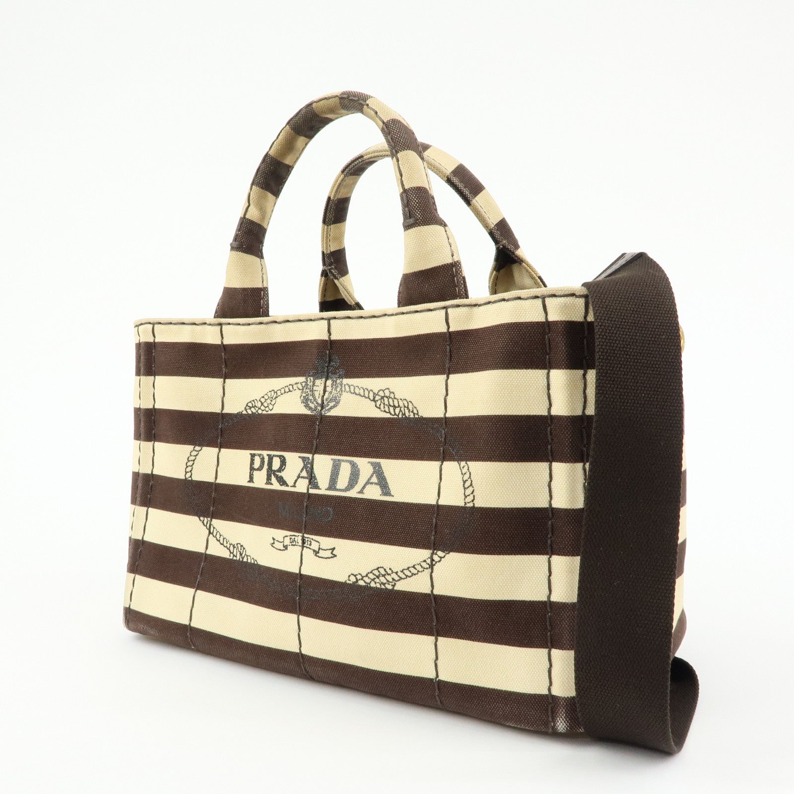 PRADA Triangle Logo Canapa Canvas 2Way Hand Bag Shoulder Bag B2642B