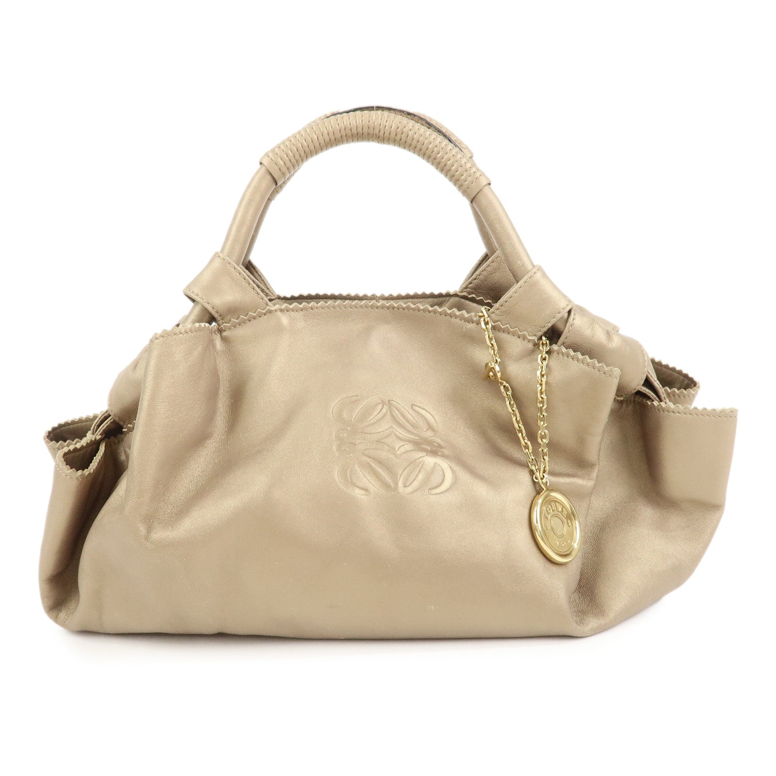 LOEWE Anagram Nappa Aire Leather Hand Bag Shoulder Bag Gold