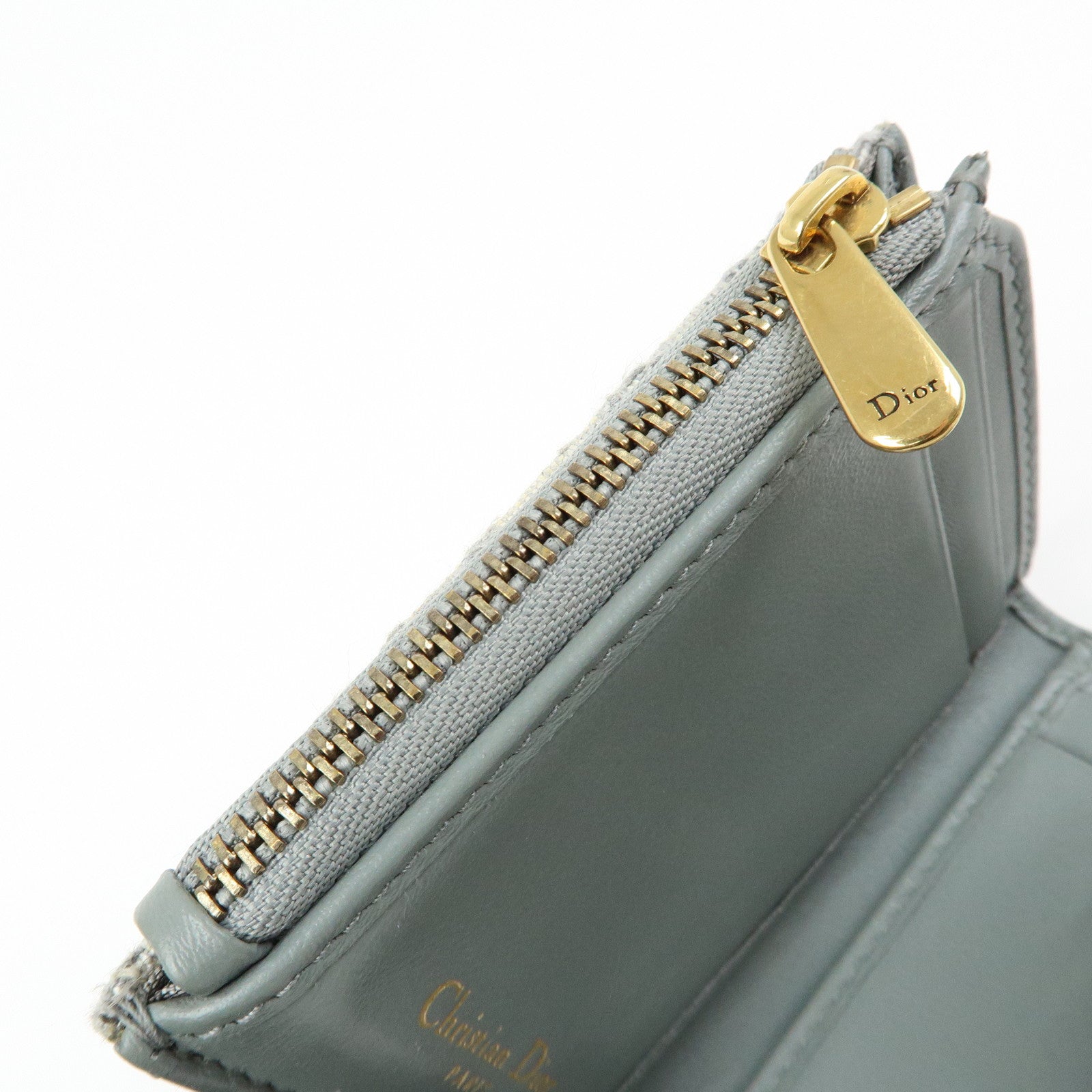 Christian Dior Trotter Jacquard Canvas Bi-fold Compact Wallet Gray