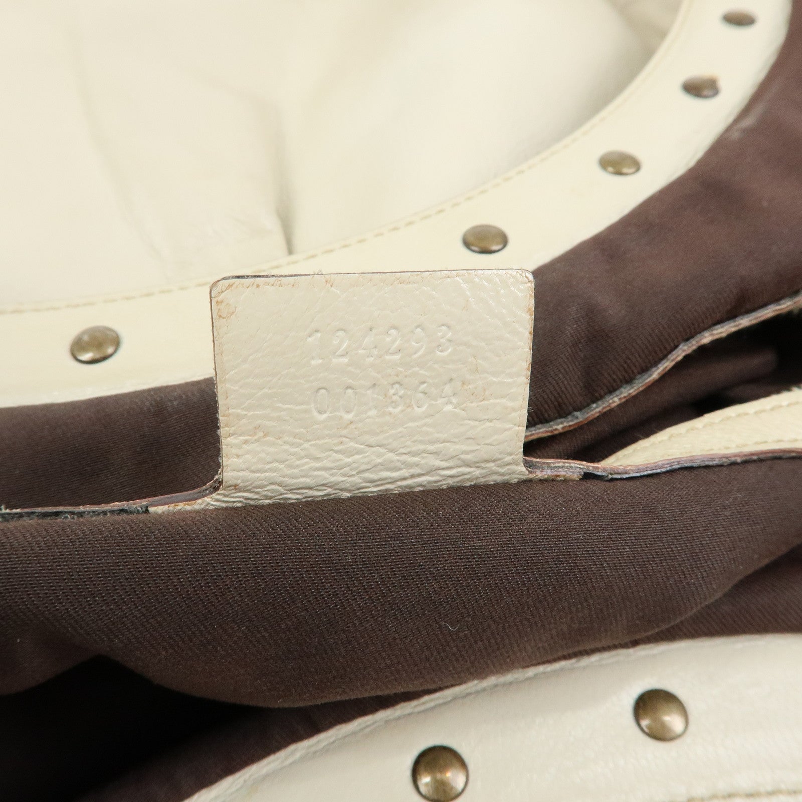 GUCCI Bamboo Leather Hand Bag Shoulder Bag Ivory 124293