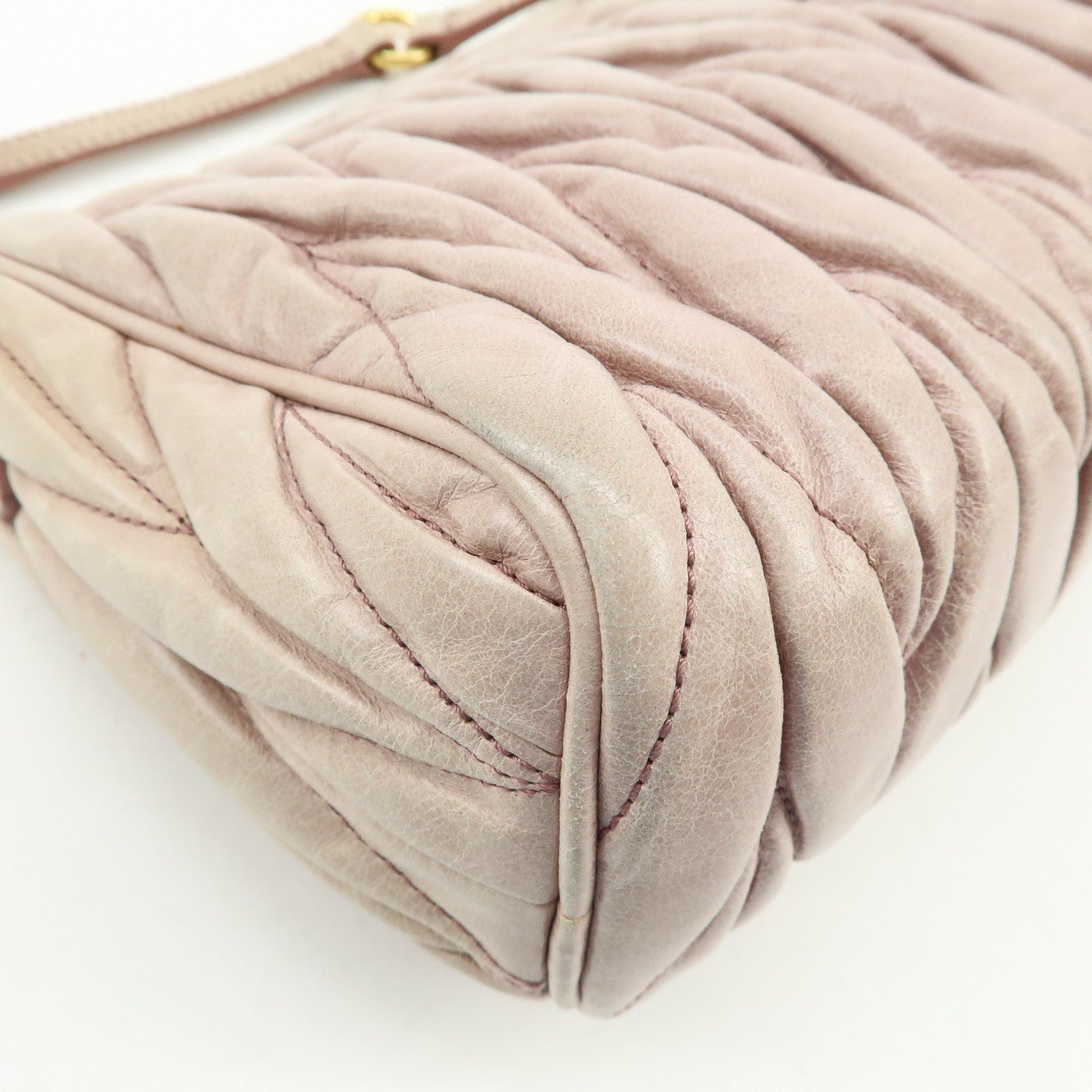 MIU MIU Matelasse Shoulder Bag Hand Bag Pink Beige 5N1521