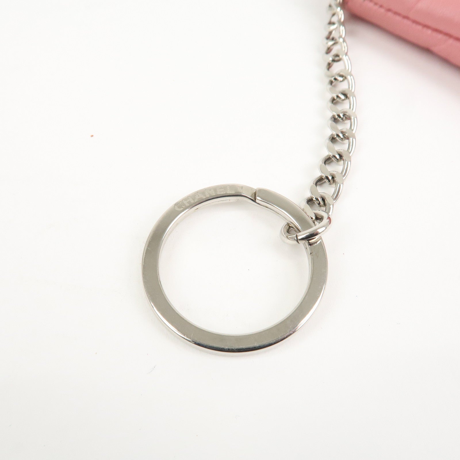 CHANEL Camellia Lamb Skin Leather Coin Case Pink