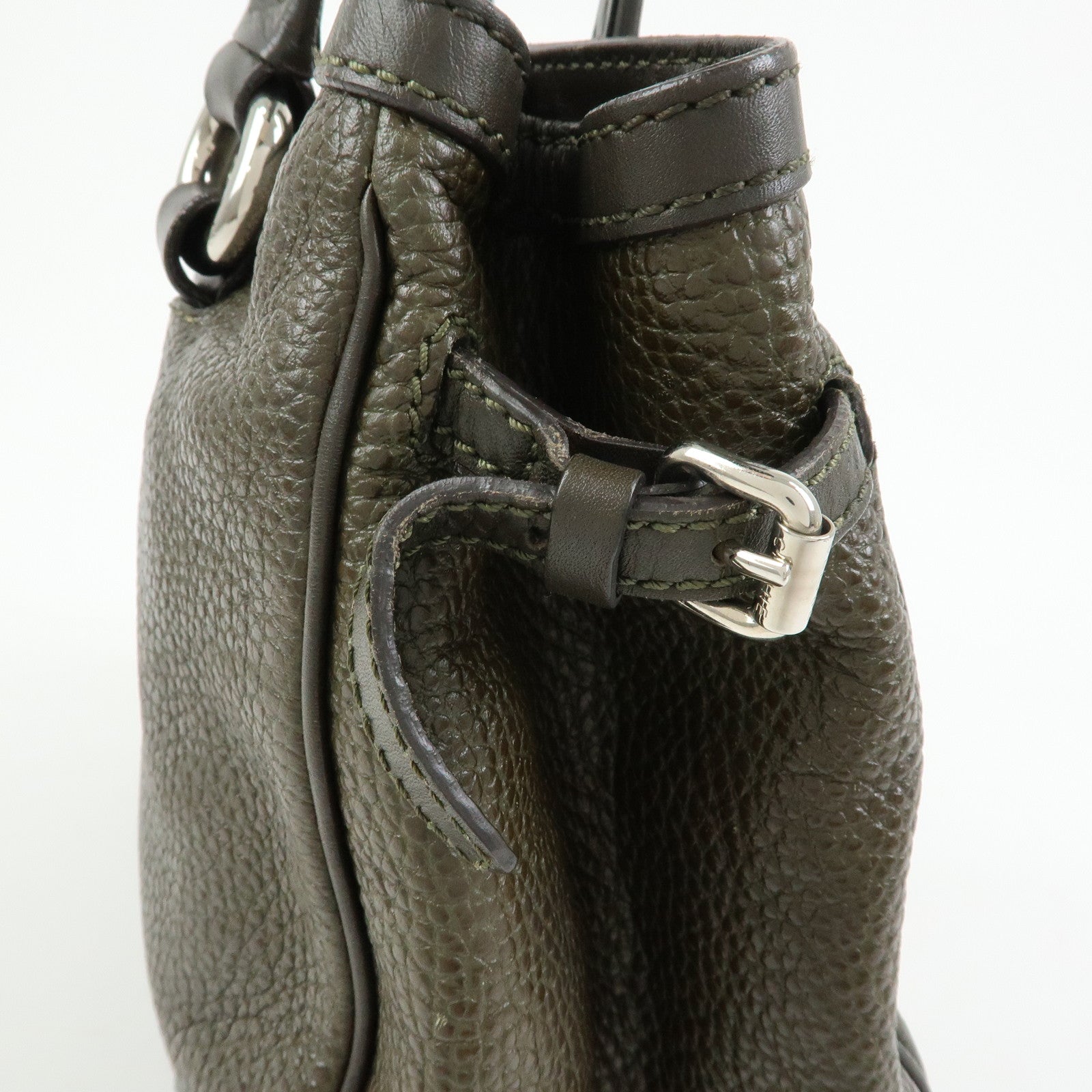CELINE Logo Leather Tote Bag Shoulder Bag Brown