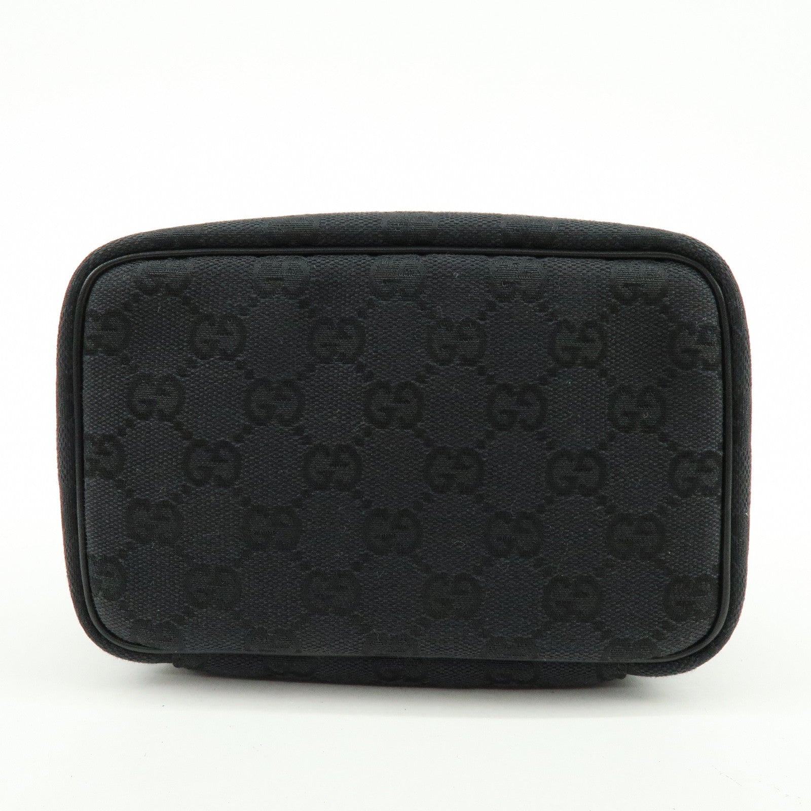 GUCCI GG Canvas Leather Vanity Case Cosmetic Pouch Black 106646