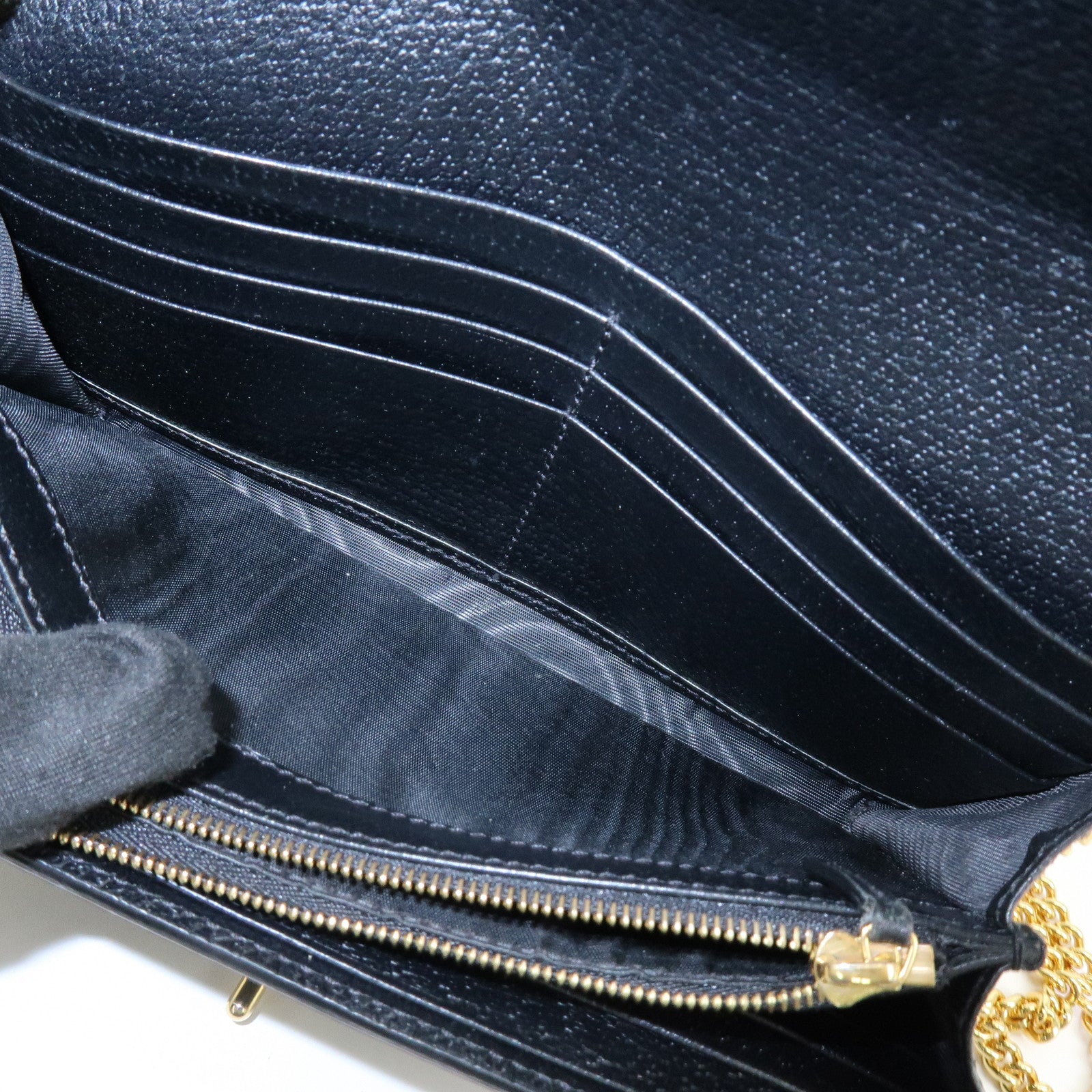 GUCCI Jackie 1961 GG Denim Calf Leather Chain Wallet 652681.0416