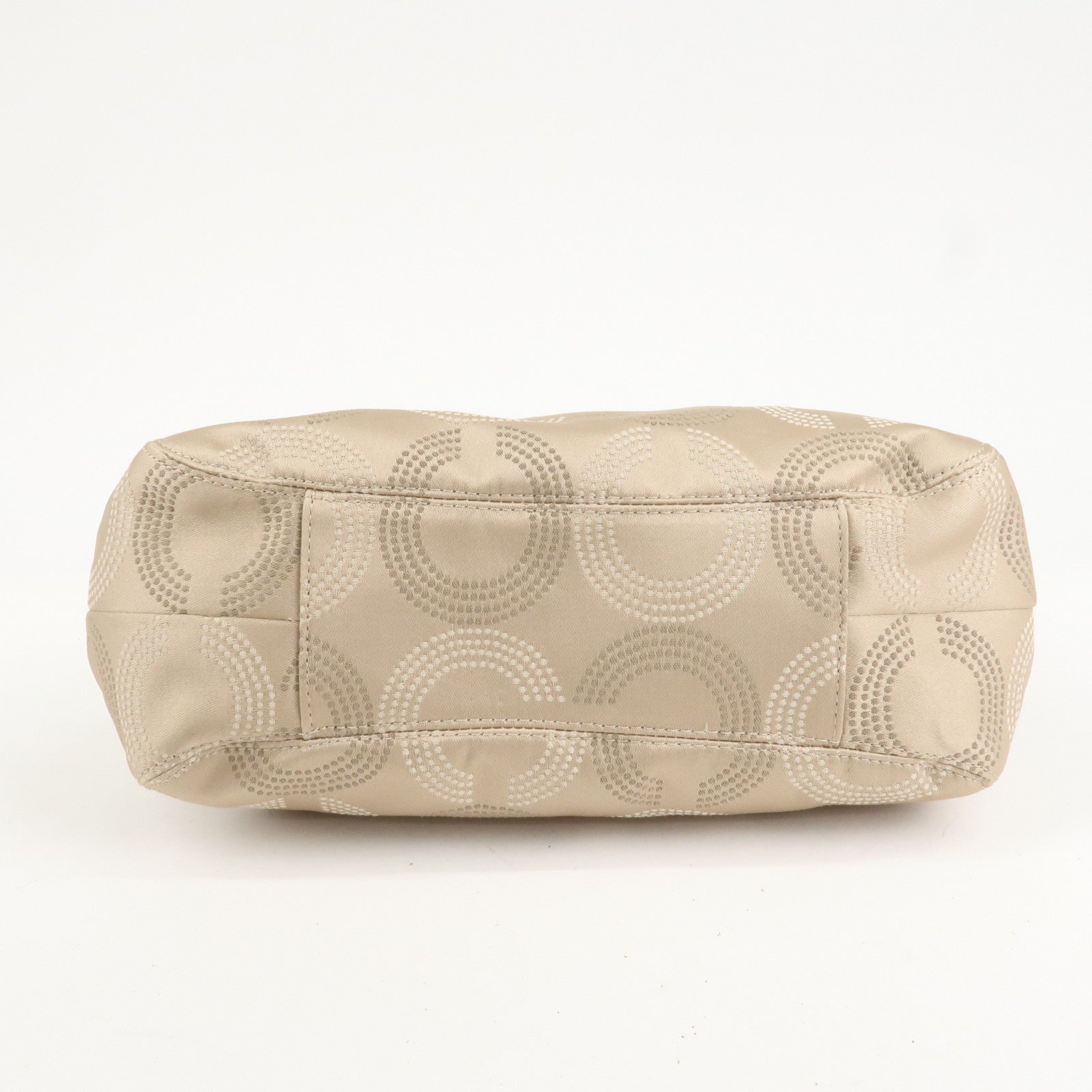 COACH Ashley Canvas Patent Leather Dot Op Art Hobo Bag Beige F21920 Used