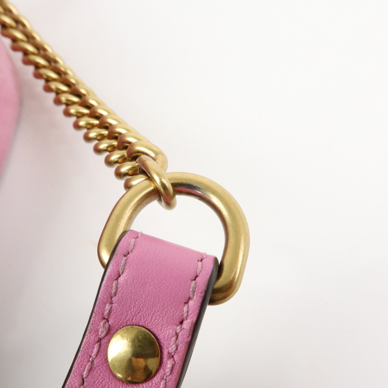 GUCCI GG Marmont Velvet Leather Rhinestone Shoulder Bag Pink 448065