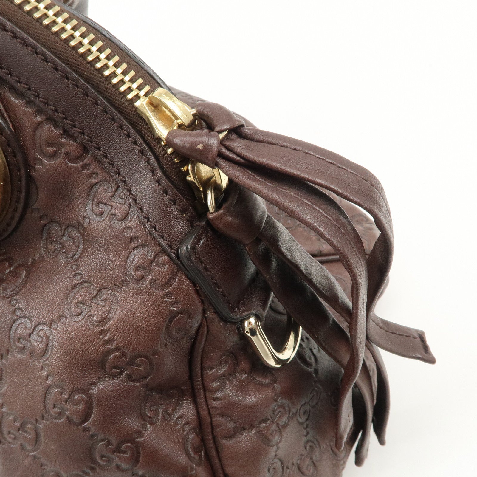 GUCCI Guccissima Histoire Leather Tote Bag Dark Brown 197019 Used