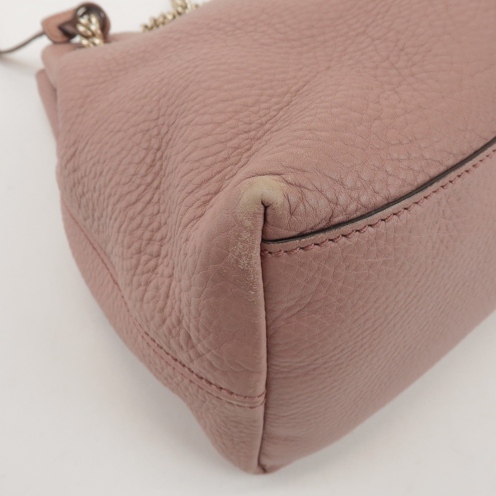 GUCCI SOHO Leather Chain Shoulder Bag Fringe Charm Pink 308982