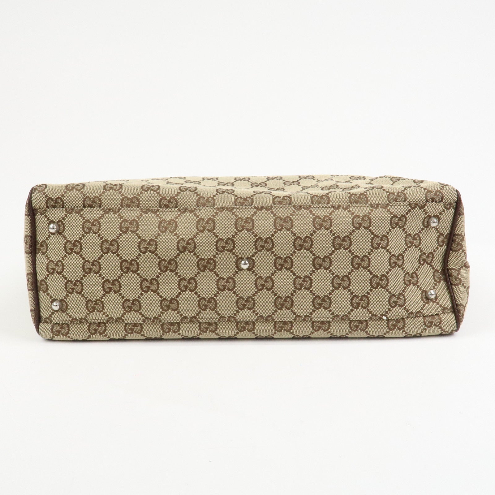 GUCCI Sherry GG Canvas Leather Tote Bag Shoulder Bag Brown 145758