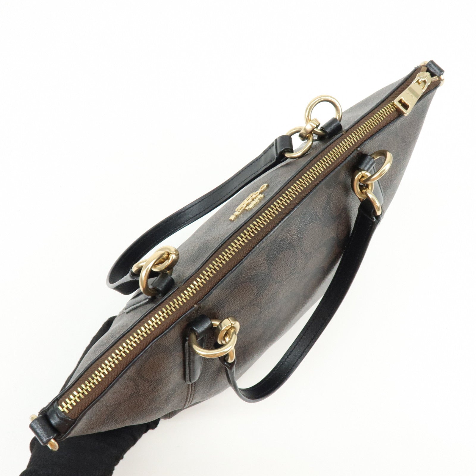 COACH Signature PVC Leather Tote Bag Hand Bag Brown