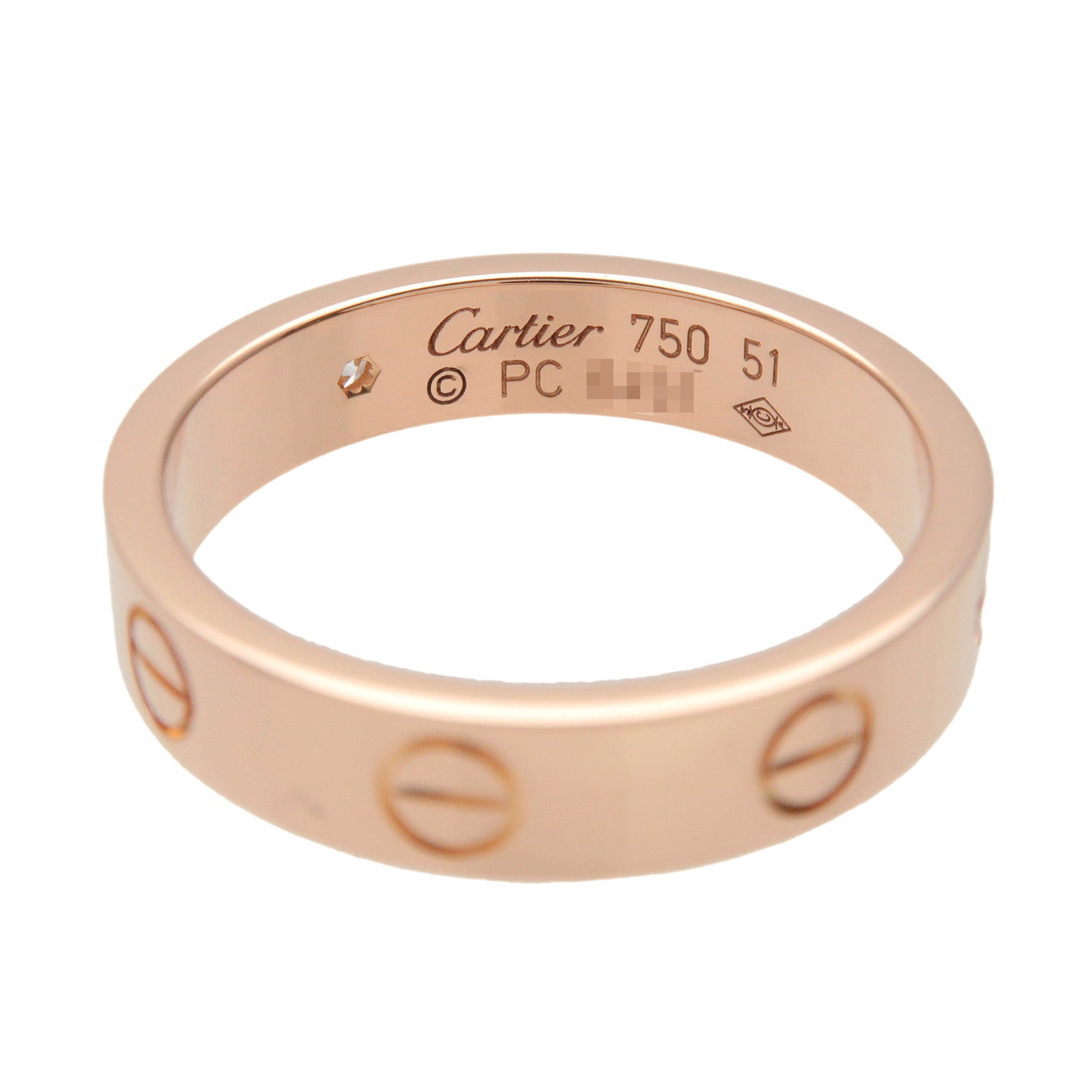 Cartier Mini Love 1P Diamond Ring K18 750PG Rose Gold #51 US5.75