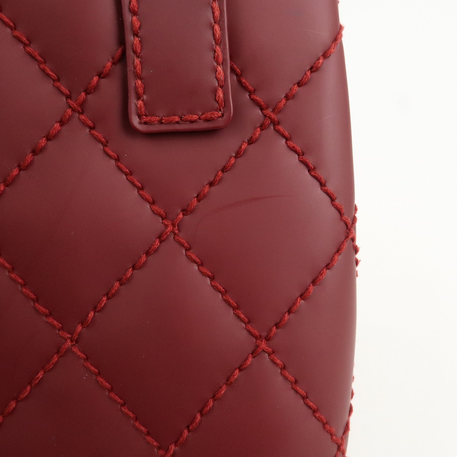CHANEL Wild Stitch Leather Tote Bag Hand Bag Red A18126