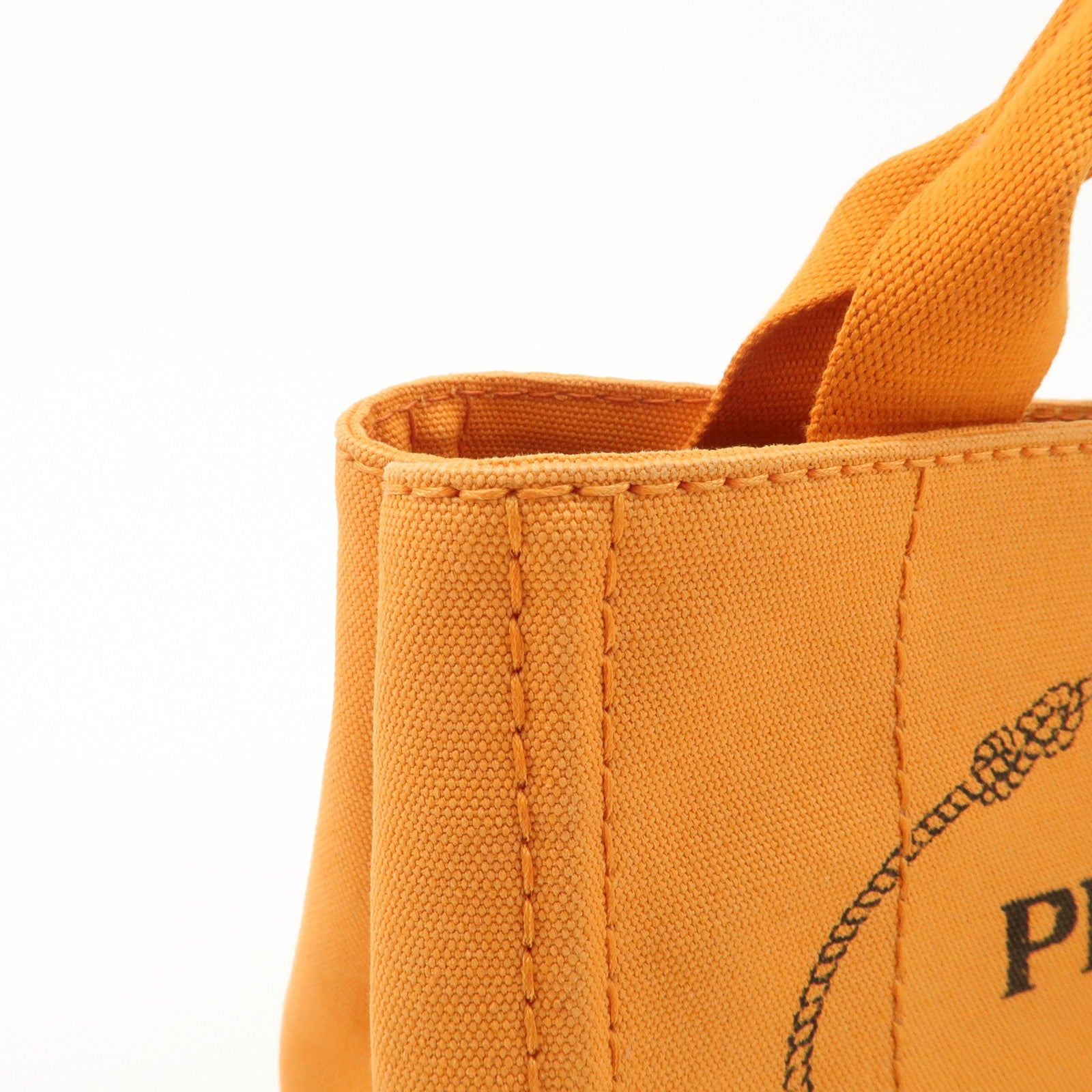 PRADA Logo Canapa Mini Canvas Tote Bag Hand Bag Orange BN2439