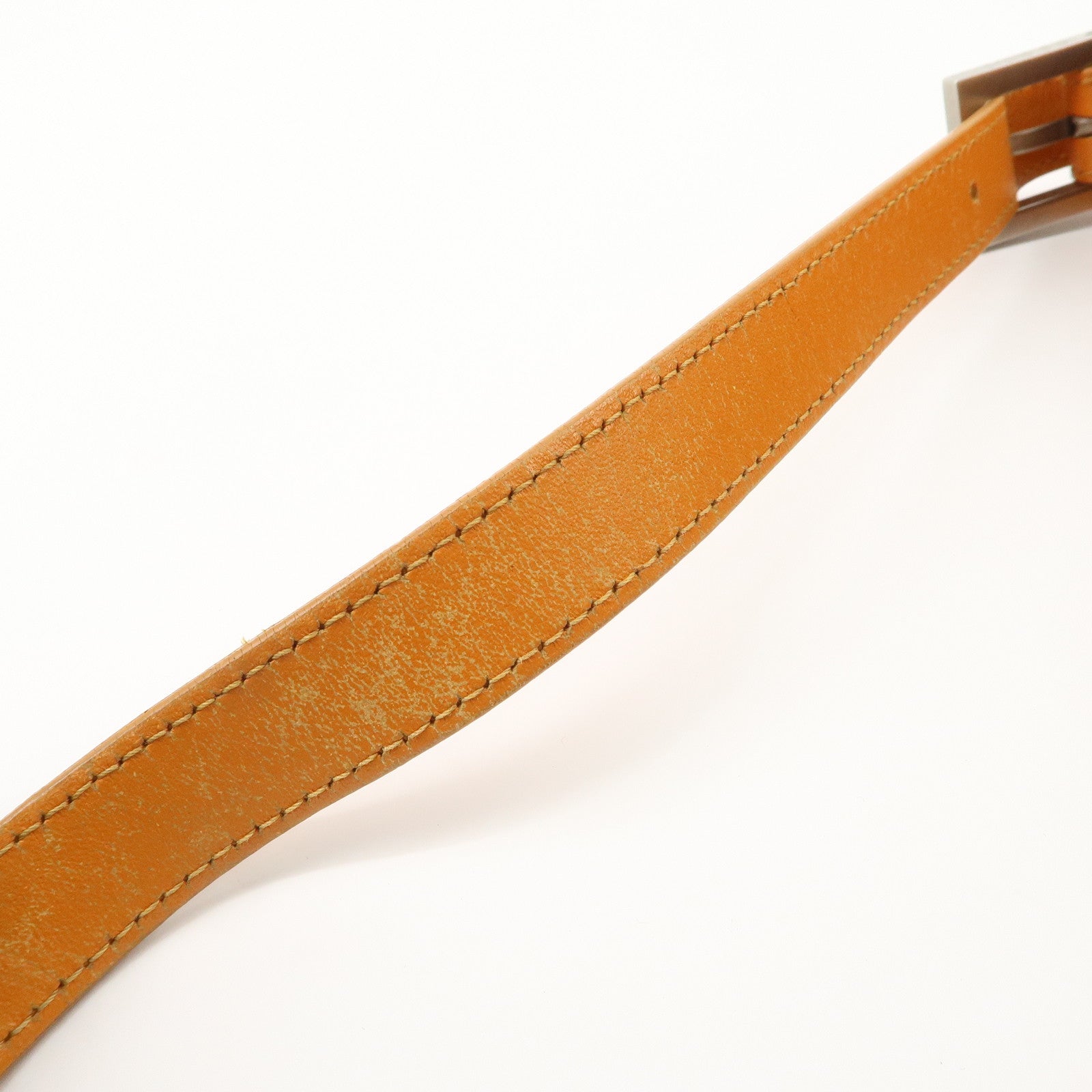 FENDI Zucchino Canvas Leather Shoulder Bag Hand Bag Orange 8BR036 Used