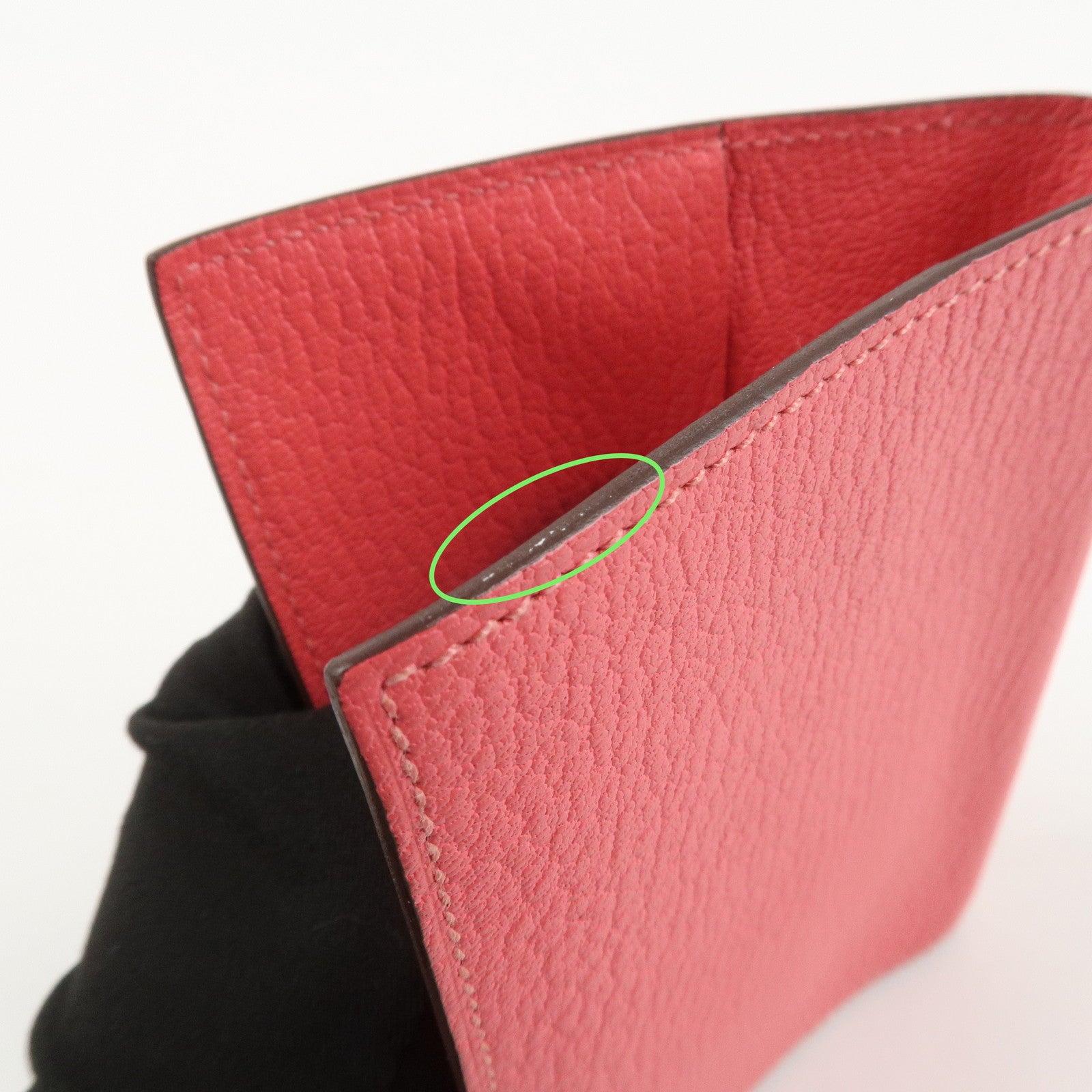 HERMES Leather Agenda PM Planner Cover 笆。X Stamped Rose Azalee Used