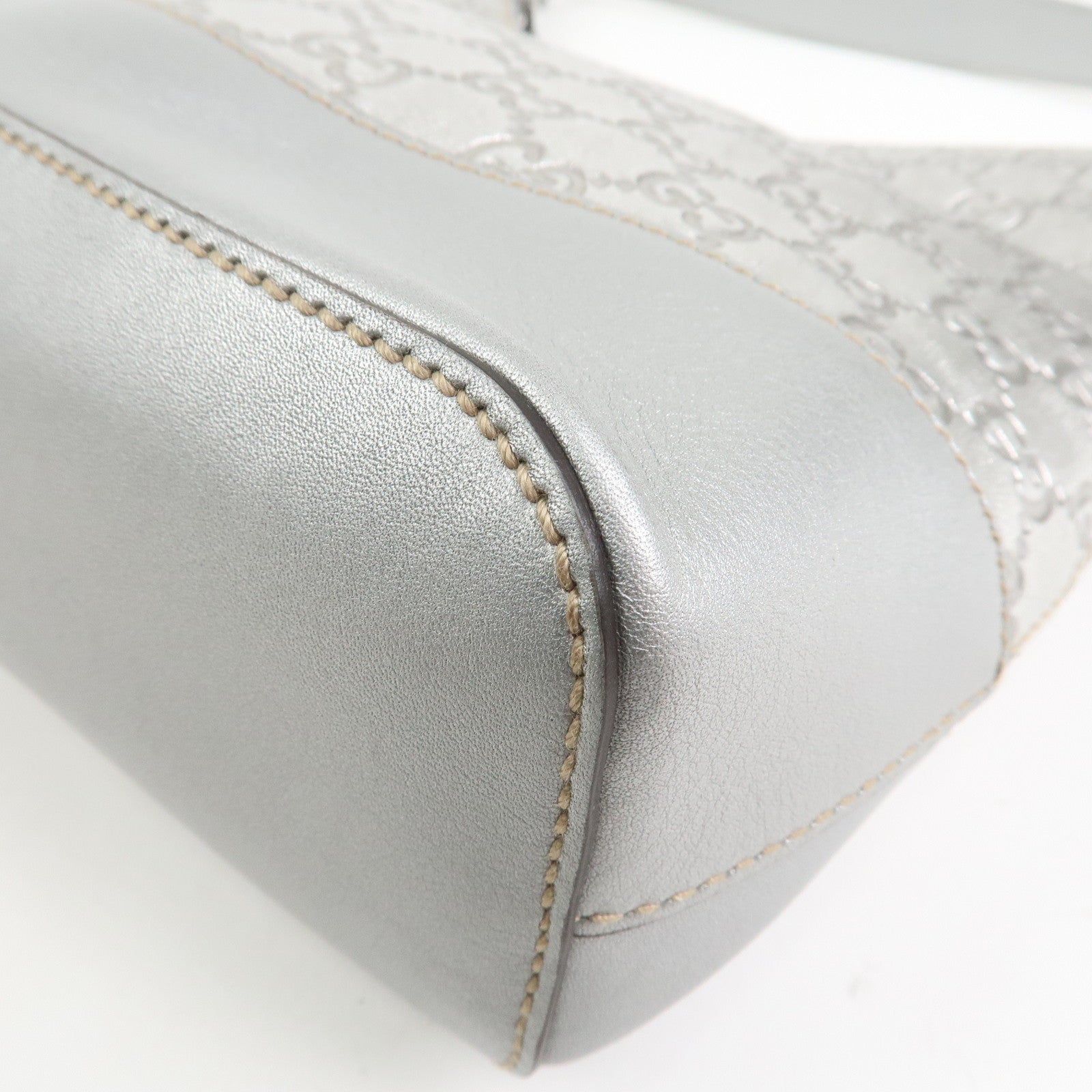 GUCCI Guccissima Leather Shoulder Bag Hand Bag Silver 239379