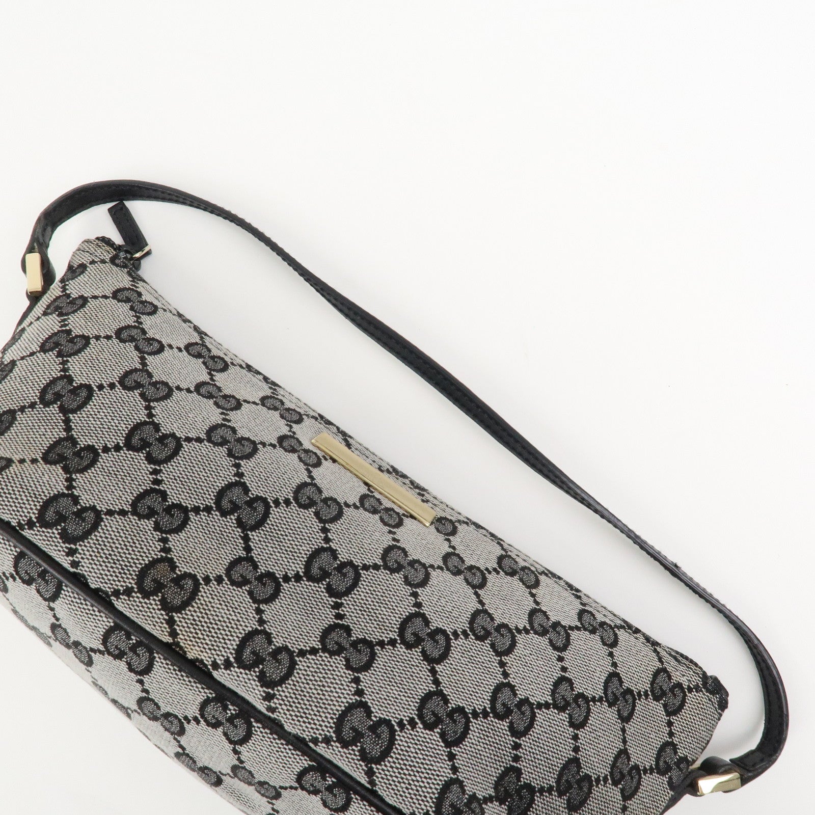 GUCCI Boat Bag GG Canvas Leather Accessory Pouch Hand Bag 039.1103