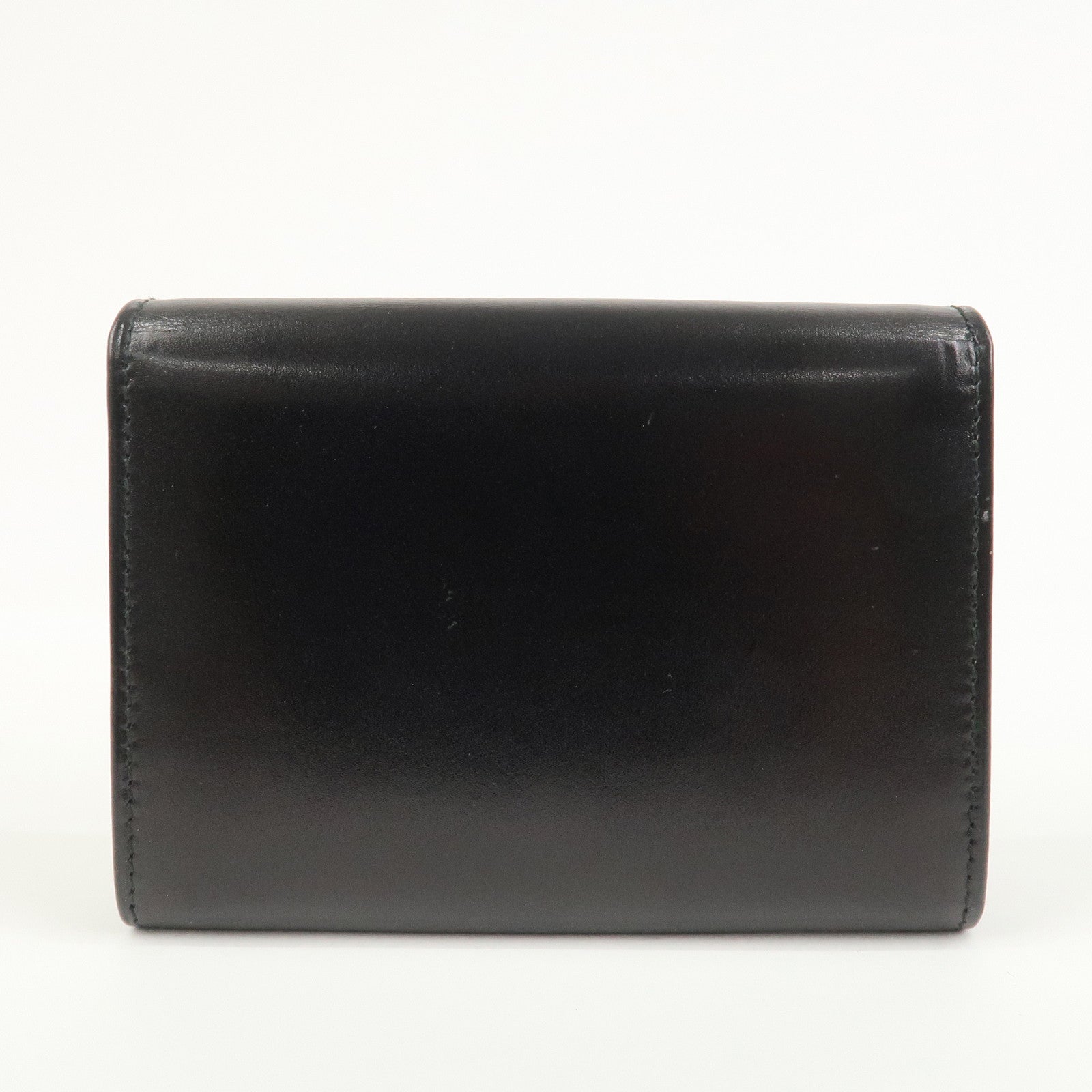 PRADA Logo Leather Compact Wallet Card Case Coin Case Black