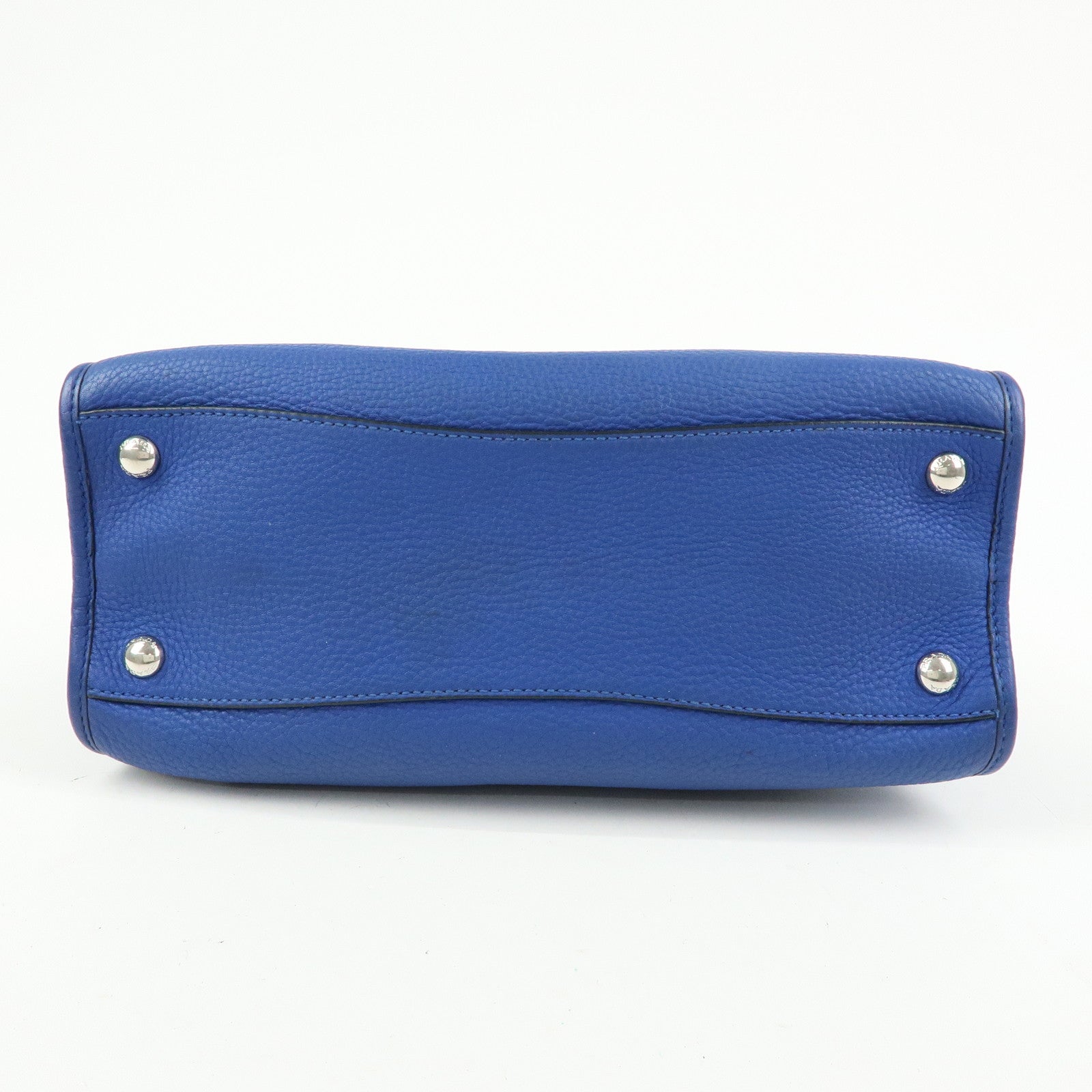 PRADA Leather 2Way Bag Hand Bag Shoulder Bag Blue BL0805