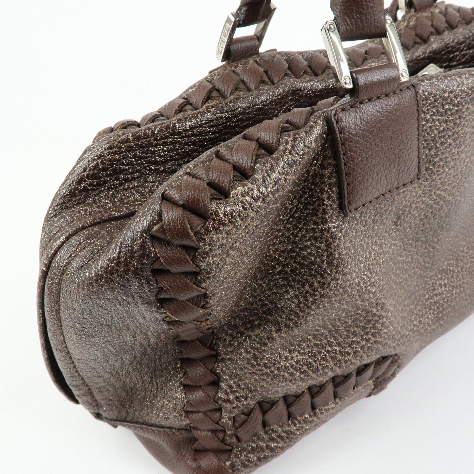 LOEWE Anagram Amazona 36 Leather Hand Bag Boston Bag Brown