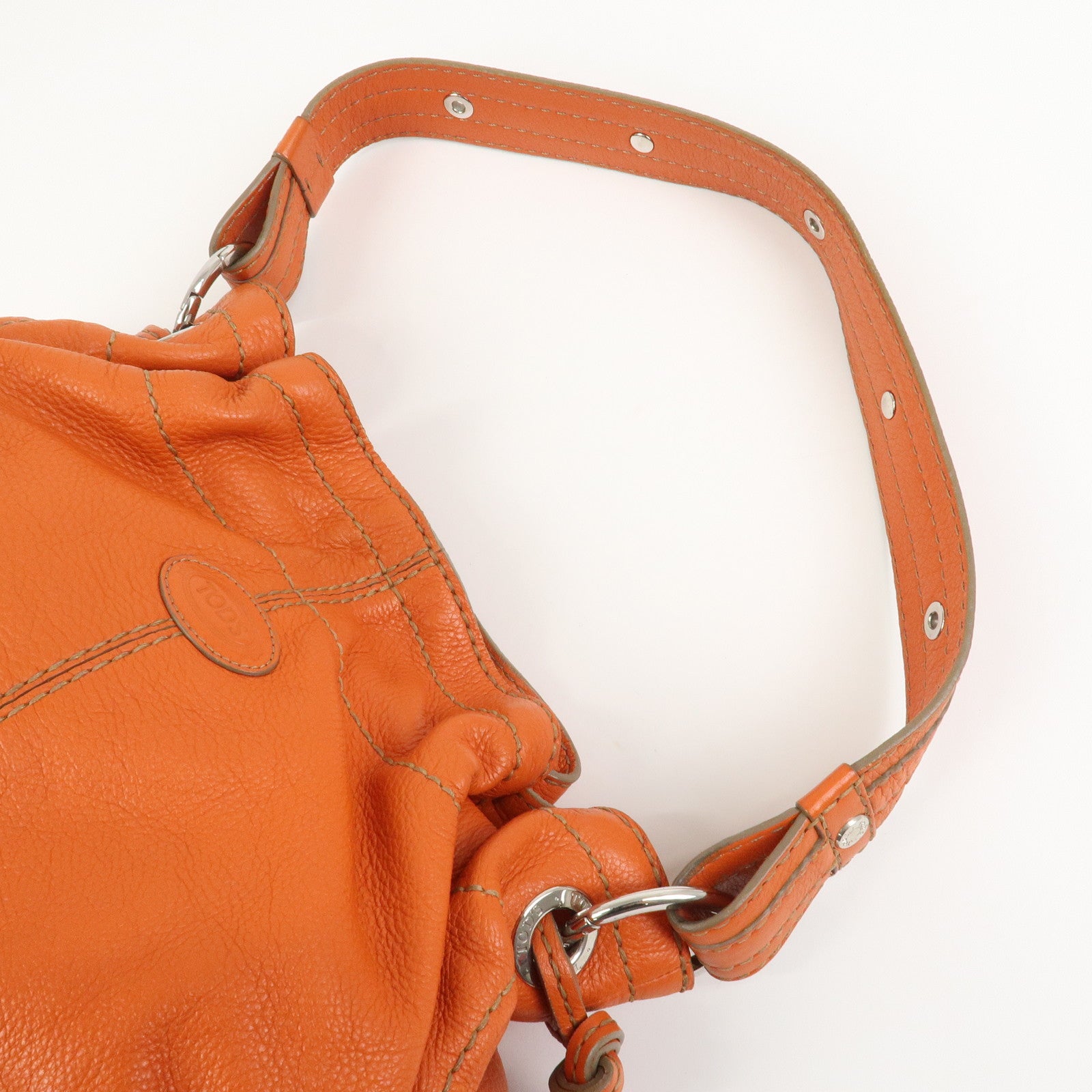 TOD’S Leather Shoulder Bag Hand Bag Orange