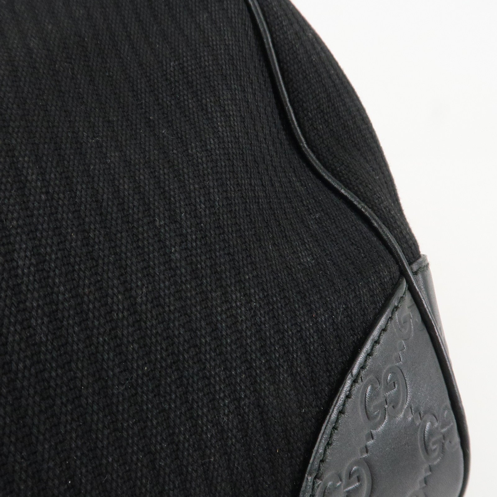 GUCCI Guccissima Leather Canvas Shoulder Bag Hand Bag Black 257265 Used