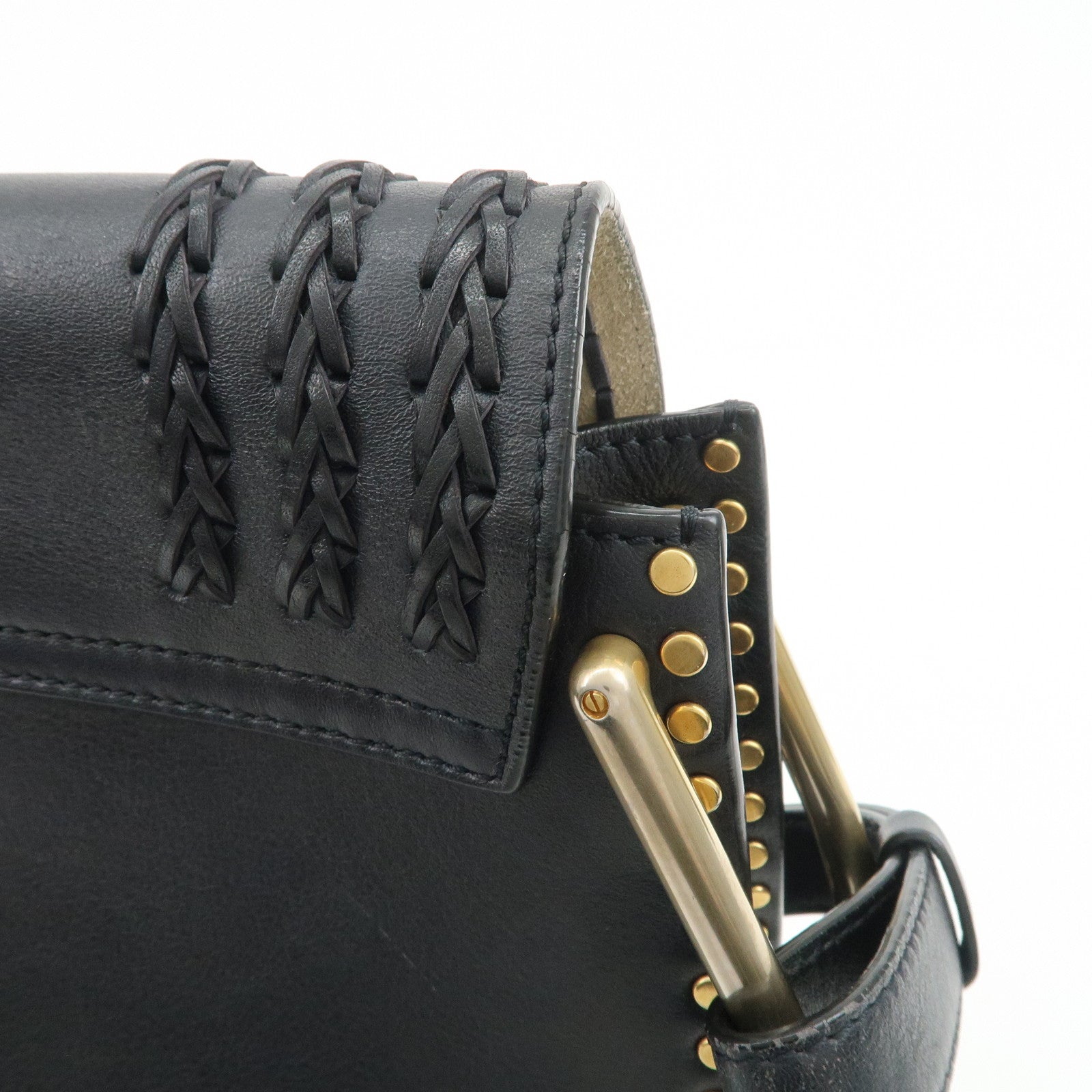 Chloe Hudson SAC'S PORTE EPAU Calf Leather Suede Shoulder Bag Black