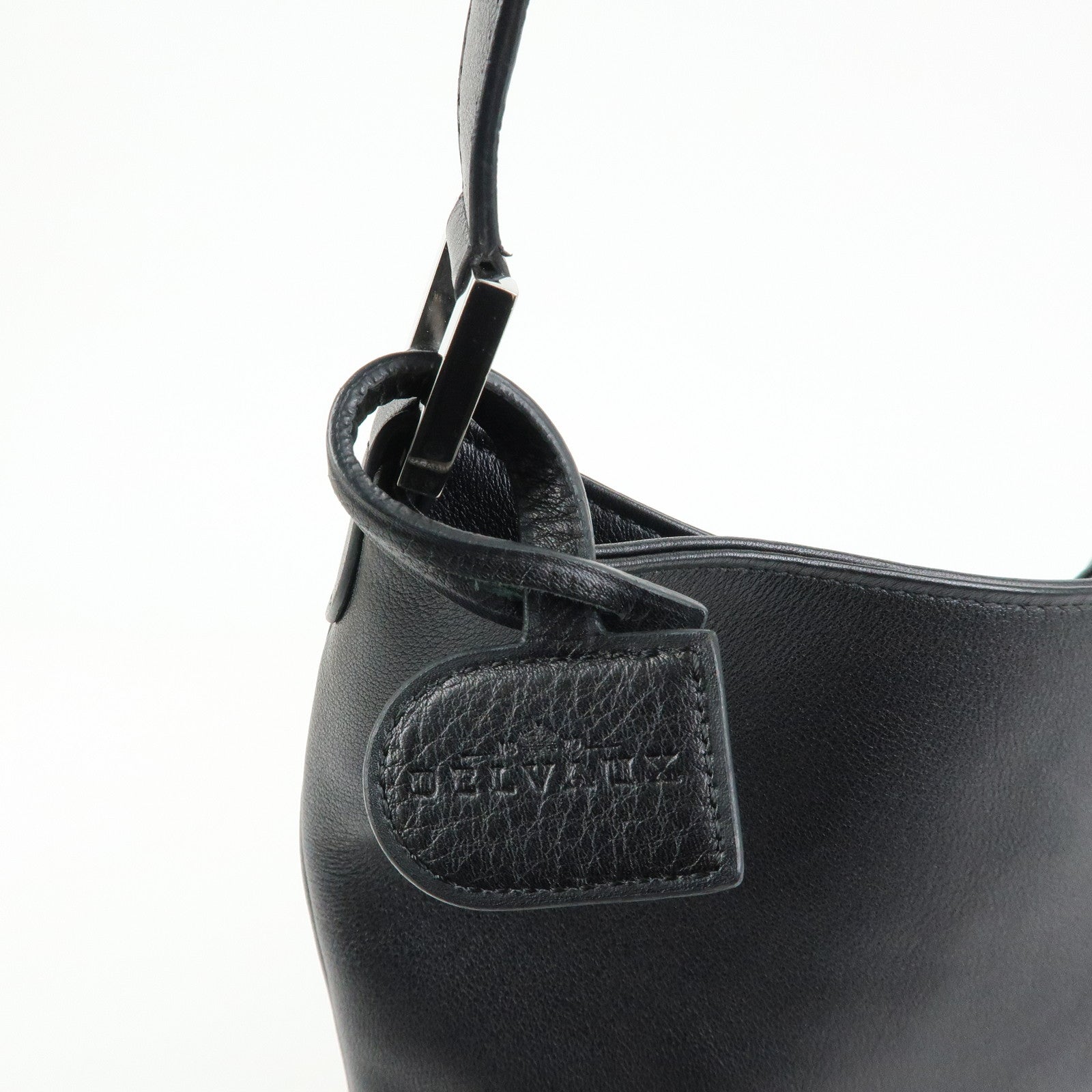 DELVAUX Louise Leather Shoulder Bag Hand Bag Black