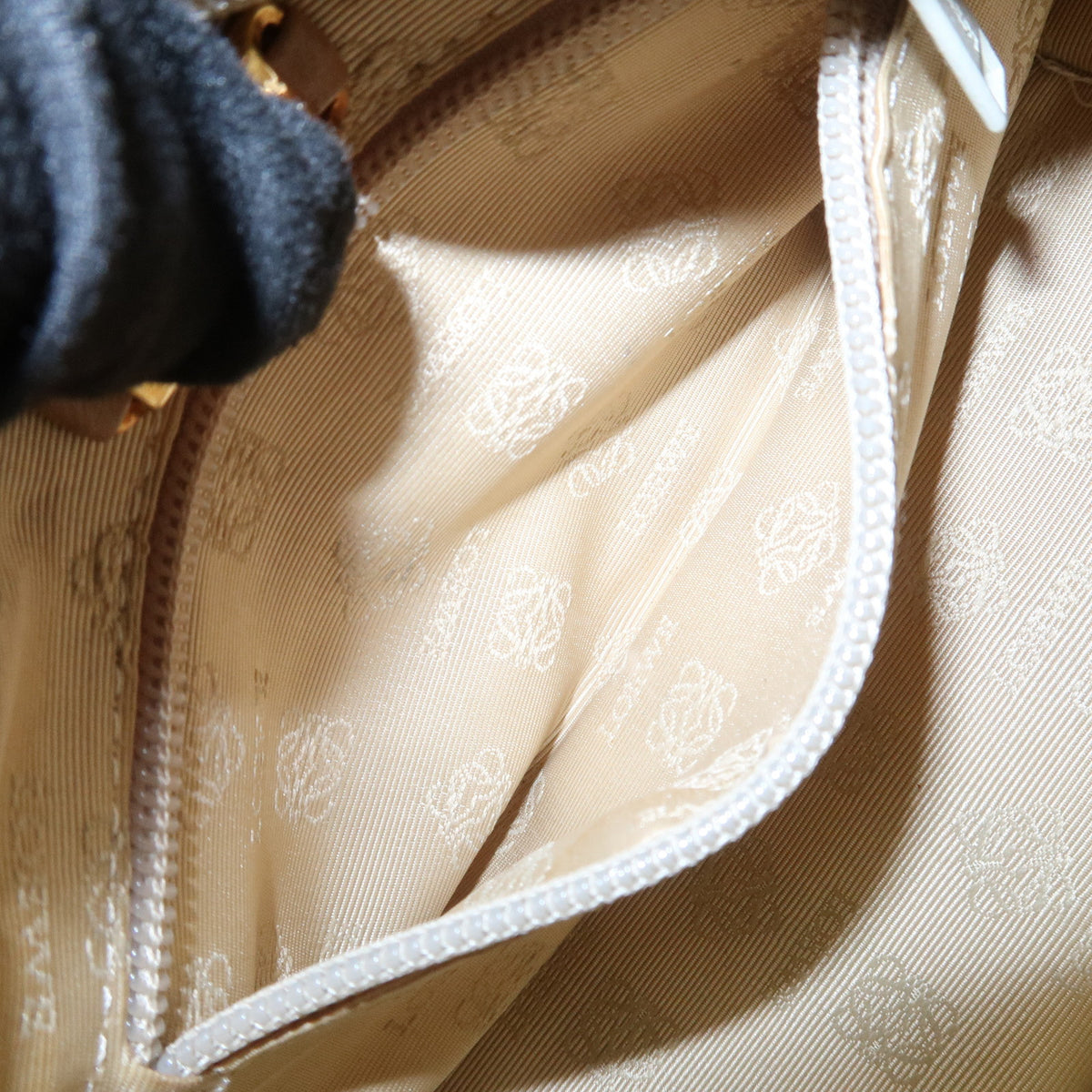LOEWE Anagram Logo Nappa Leather Hand Bag Mini Boston Bag Beige